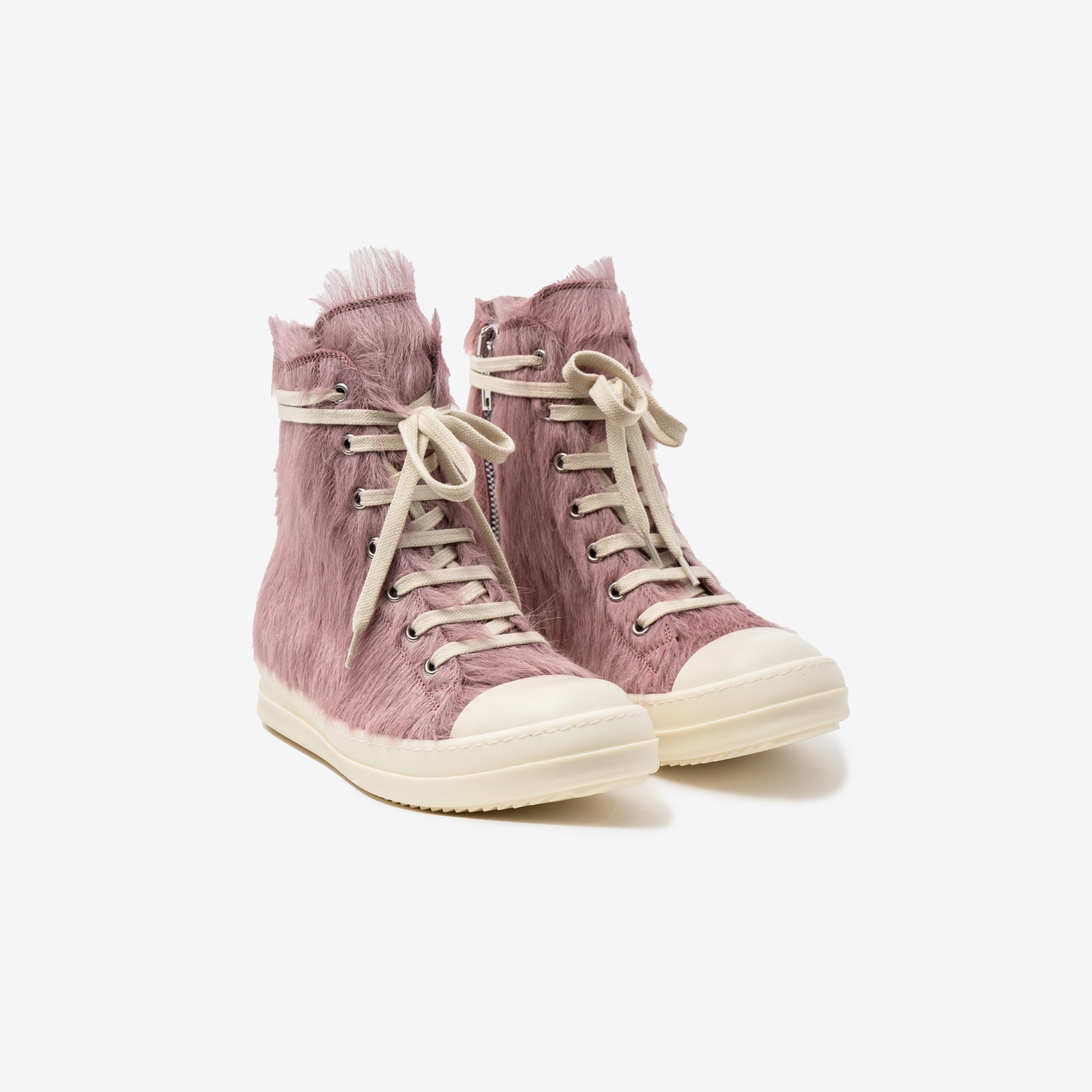 Rick Owens Womens Fur High - Top Sneakers Pink - 1