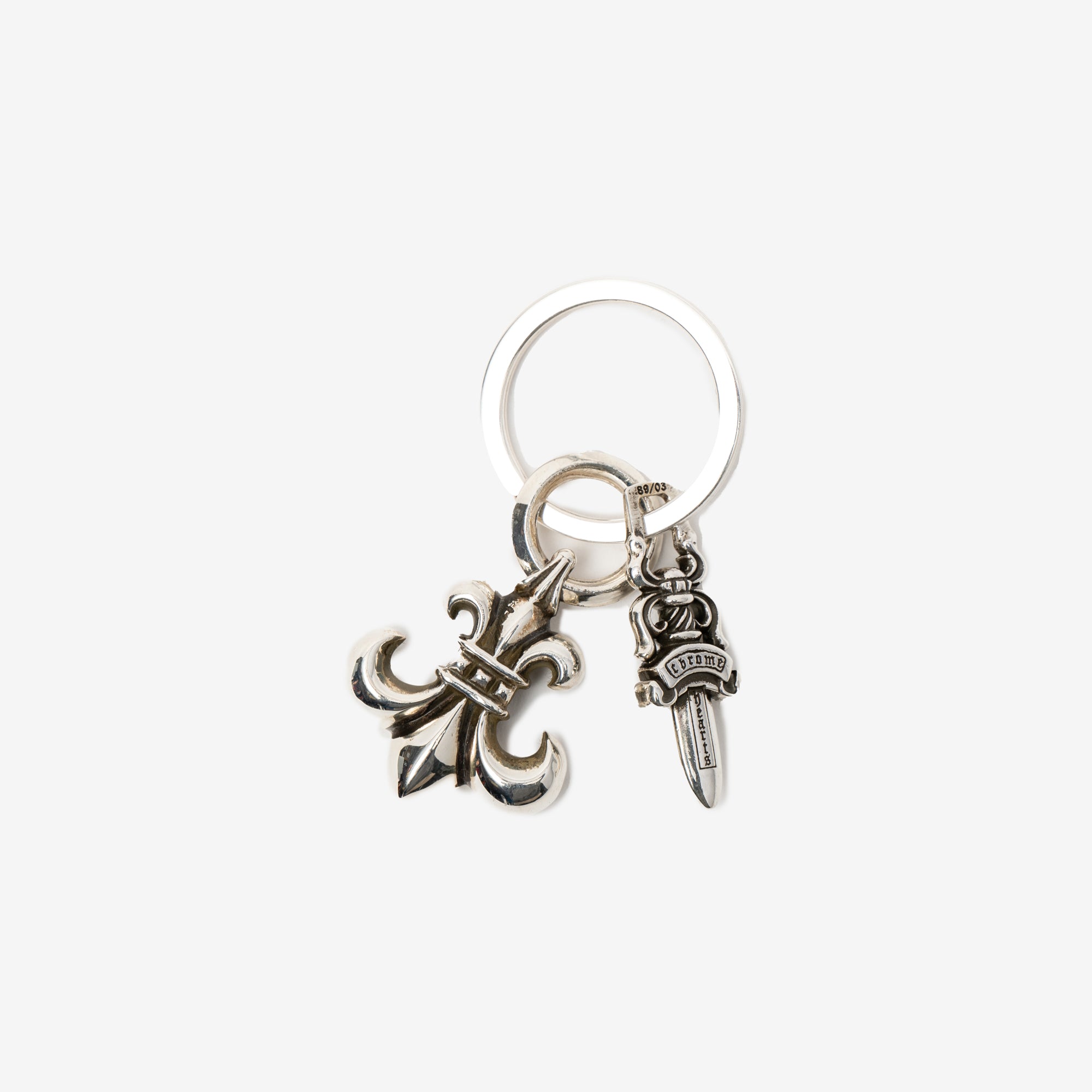 Chrome Hearts BS Fleur 5 Dagger Key Ring Silver - 2