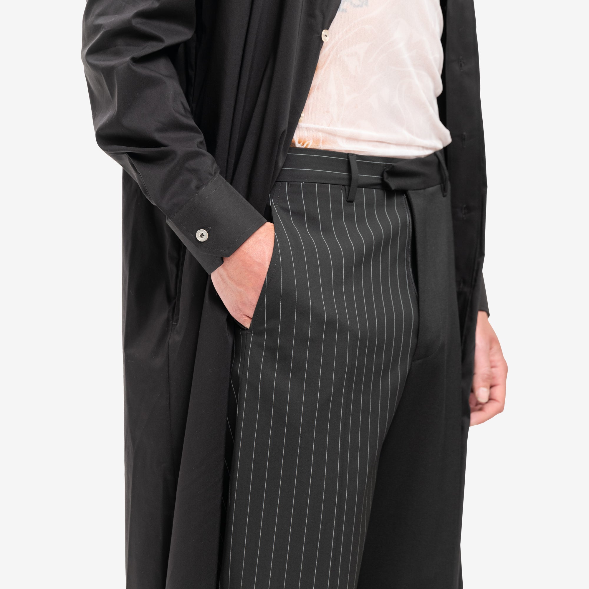 MM6 Plain Stripy Tailored Pants Black - 5