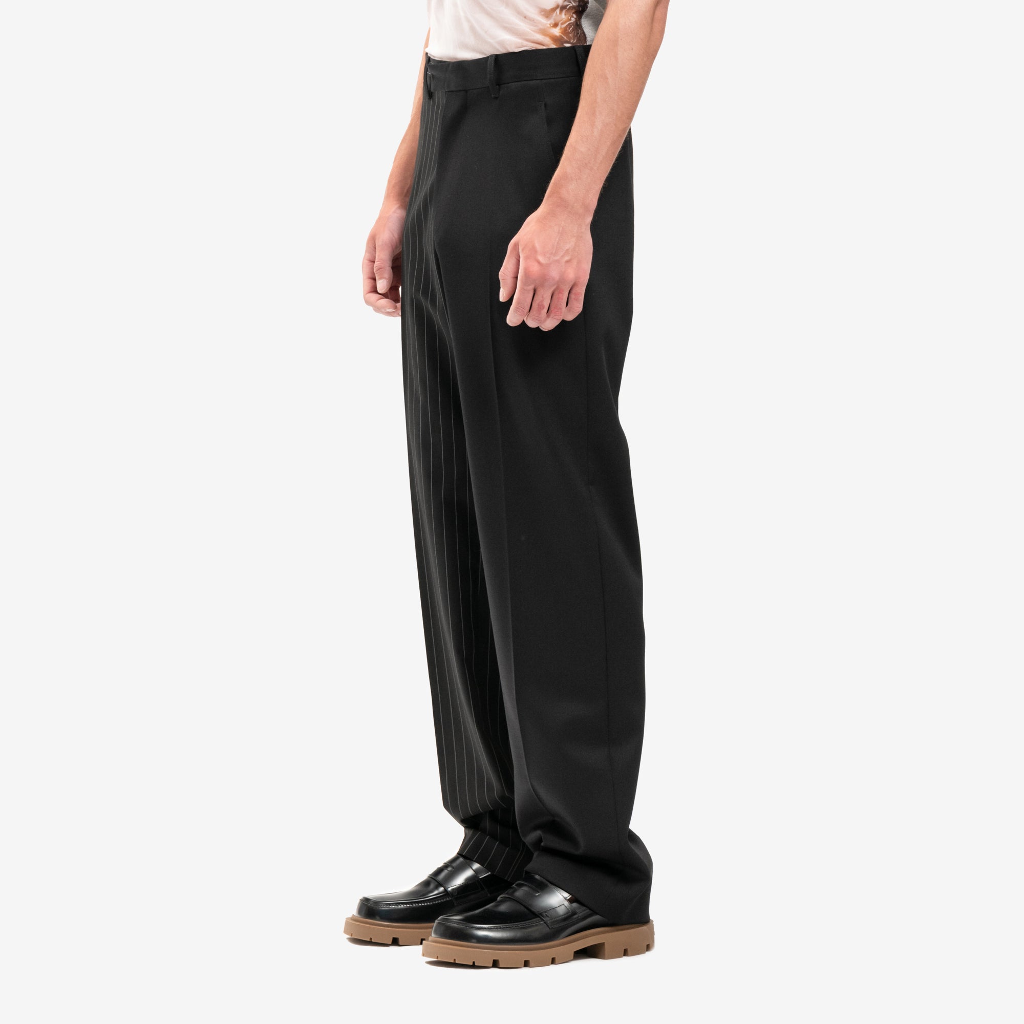 MM6 Plain Stripy Tailored Pants Black - 3
