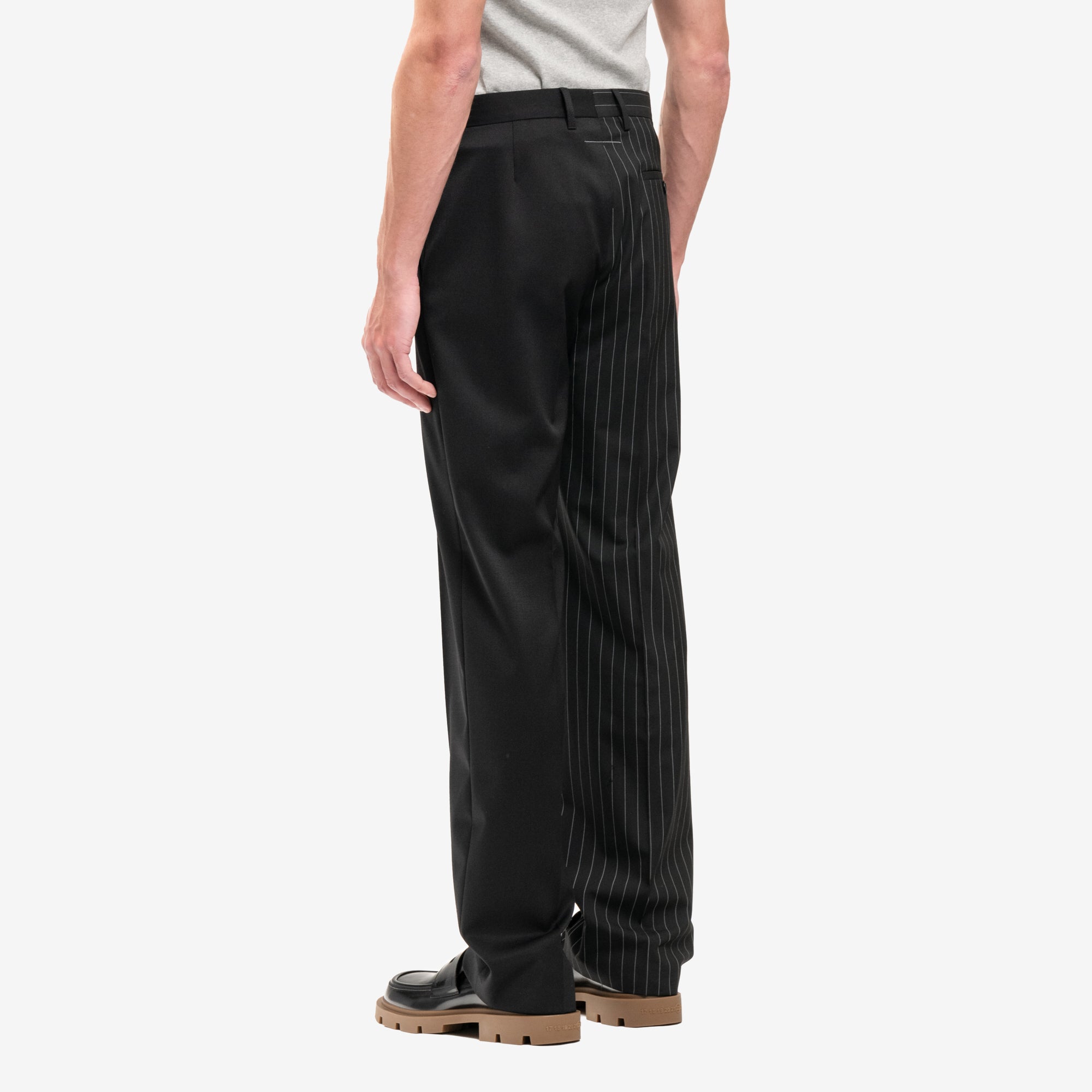 MM6 Plain Stripy Tailored Pants Black - 4