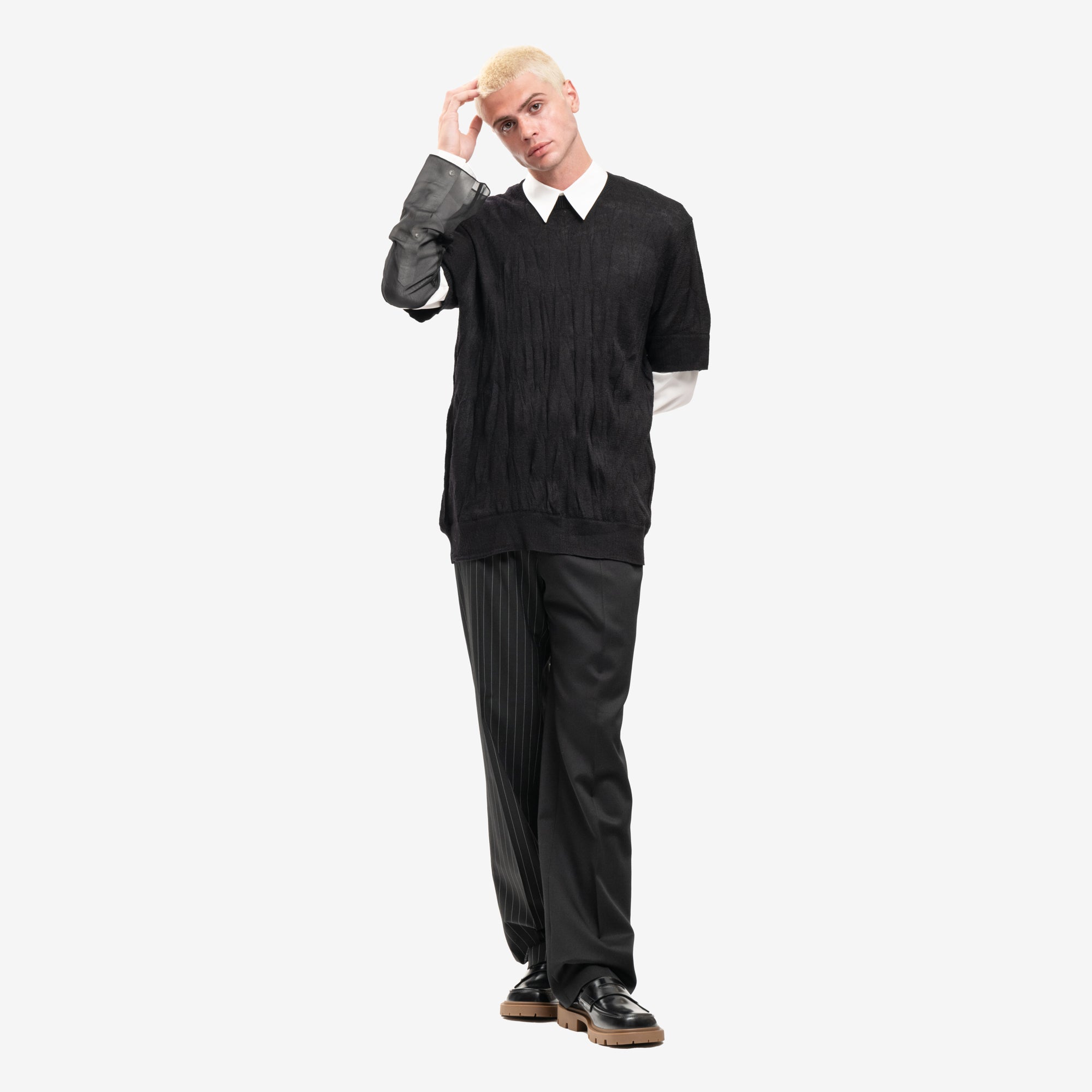 Helmut Lang Crush Knit T-Shirt Black - 2