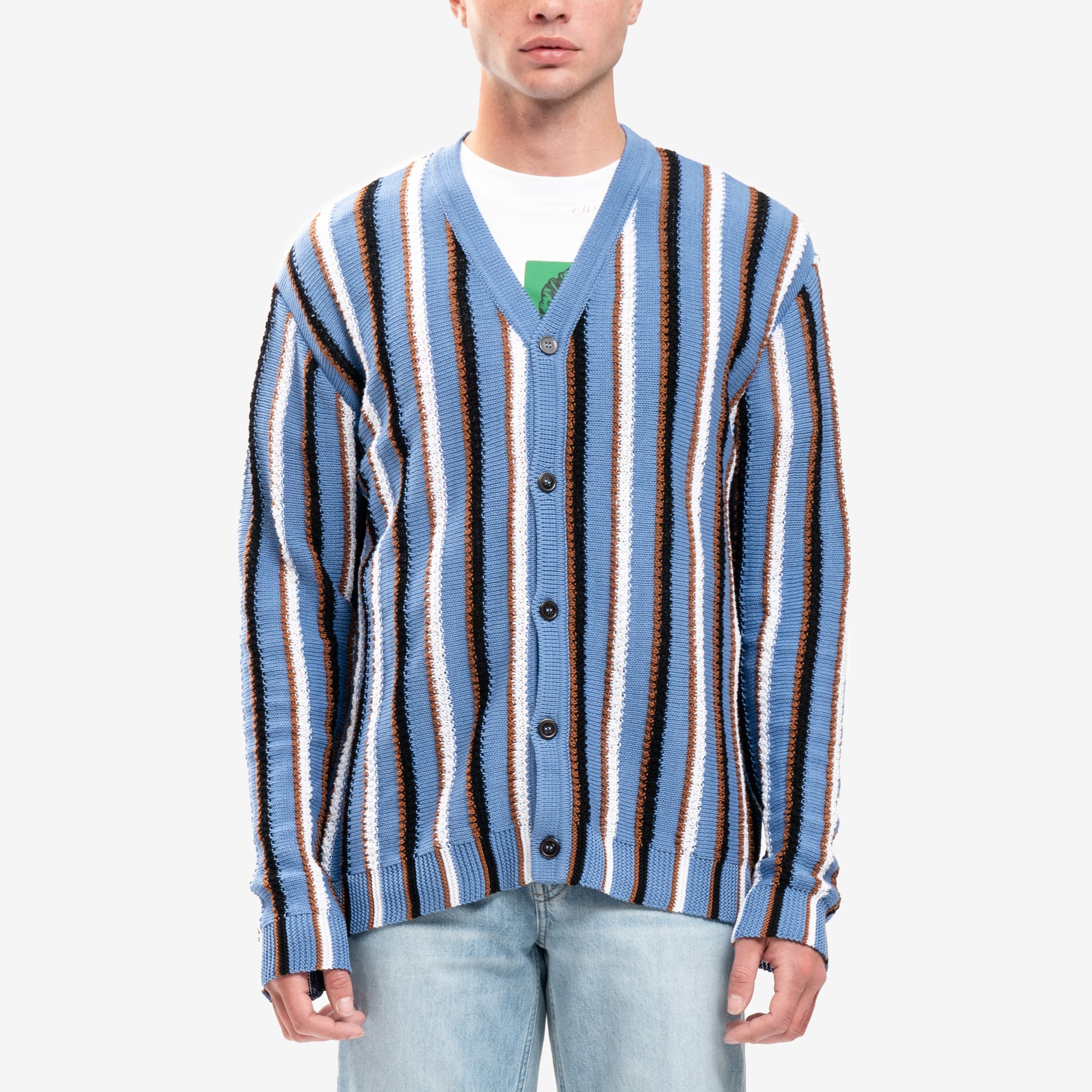 MARNI Cable Stripe Cardigan Opal - 1