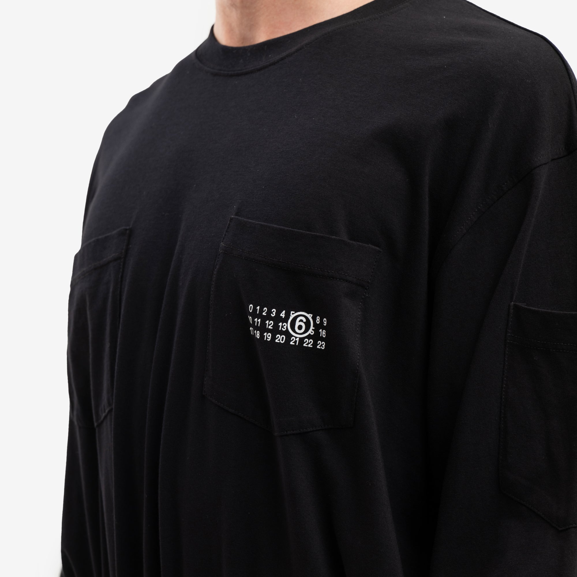 MM6 Long Sleeve Pocket T-Shirt Black - 5