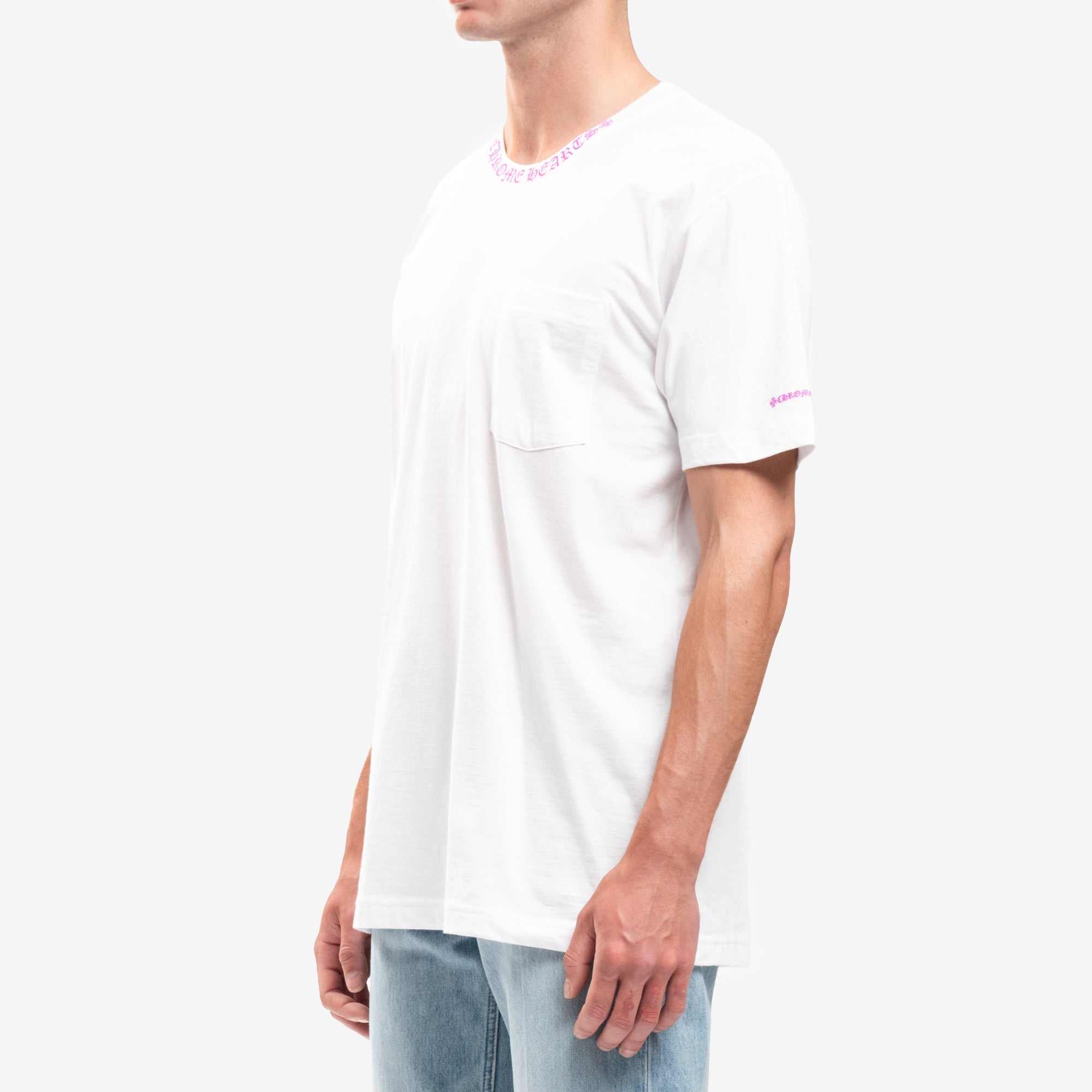 Chrome Hearts Purple Collar Script T-Shirt White - 3