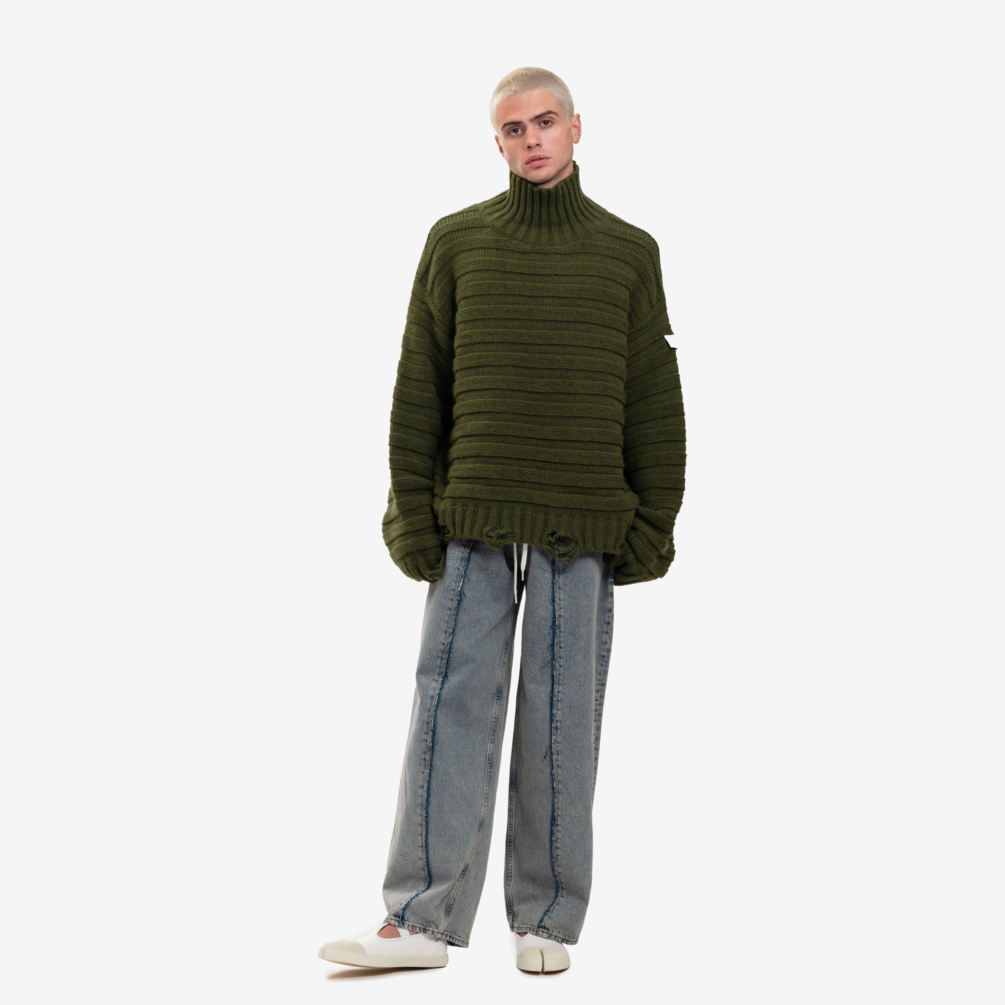 MM6 Horizontal Link Sweater Khaki Green - 6
