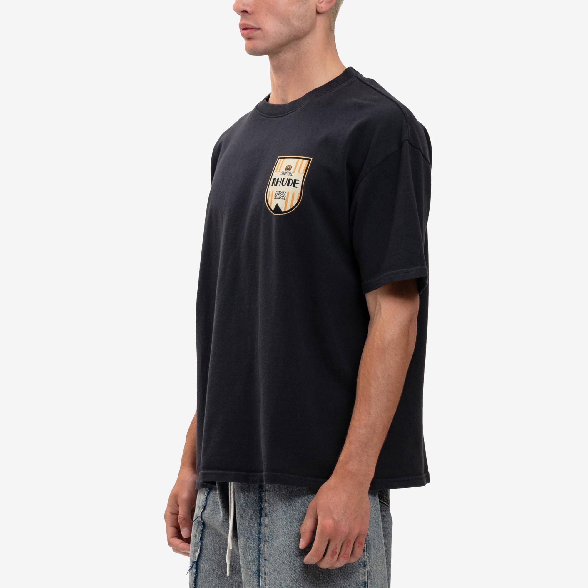 Rhude Mont Blanc Hotel Vintage T-Shirt Vintage Black - 3