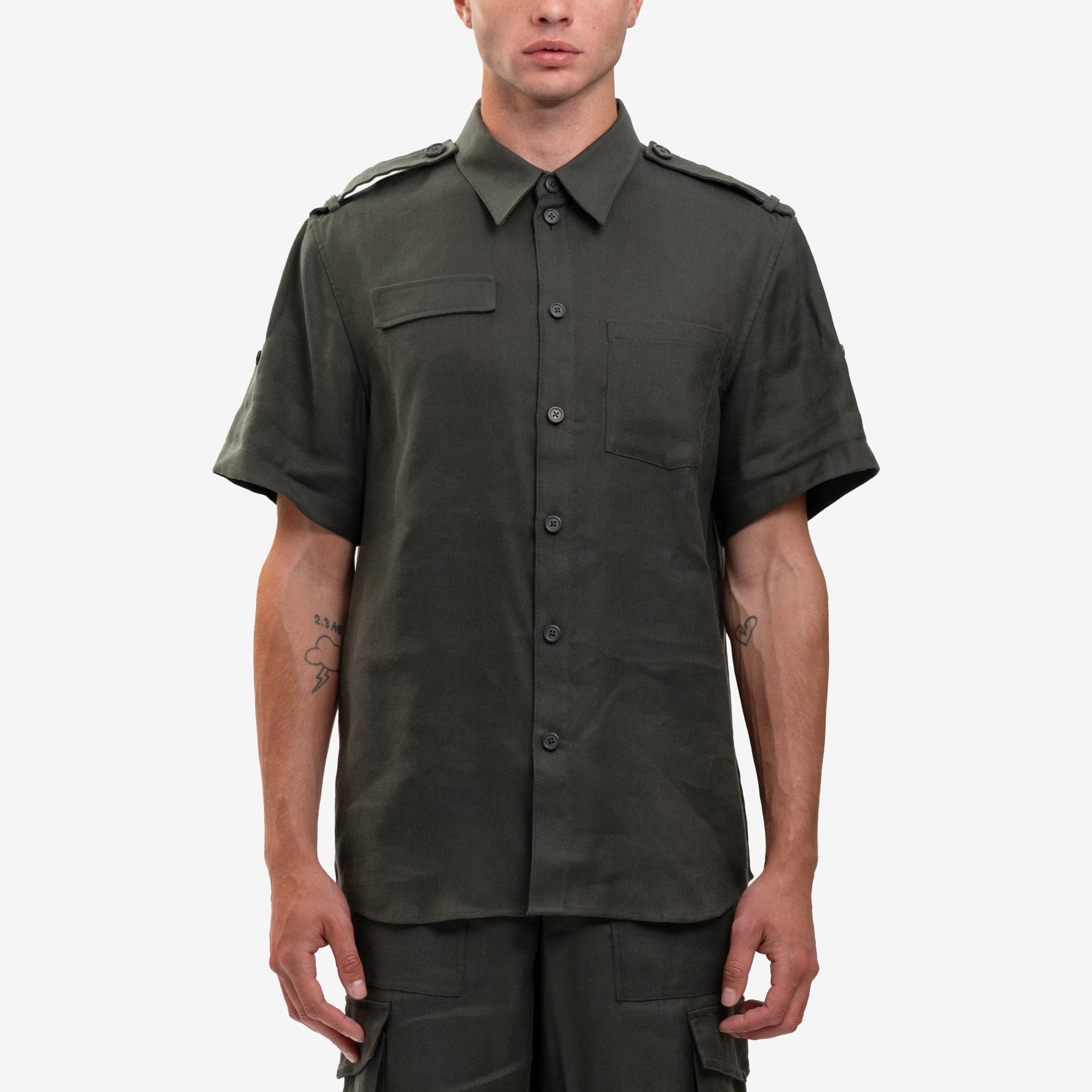 Helmut Lang Epaulette SS Shirt Graphite - 1