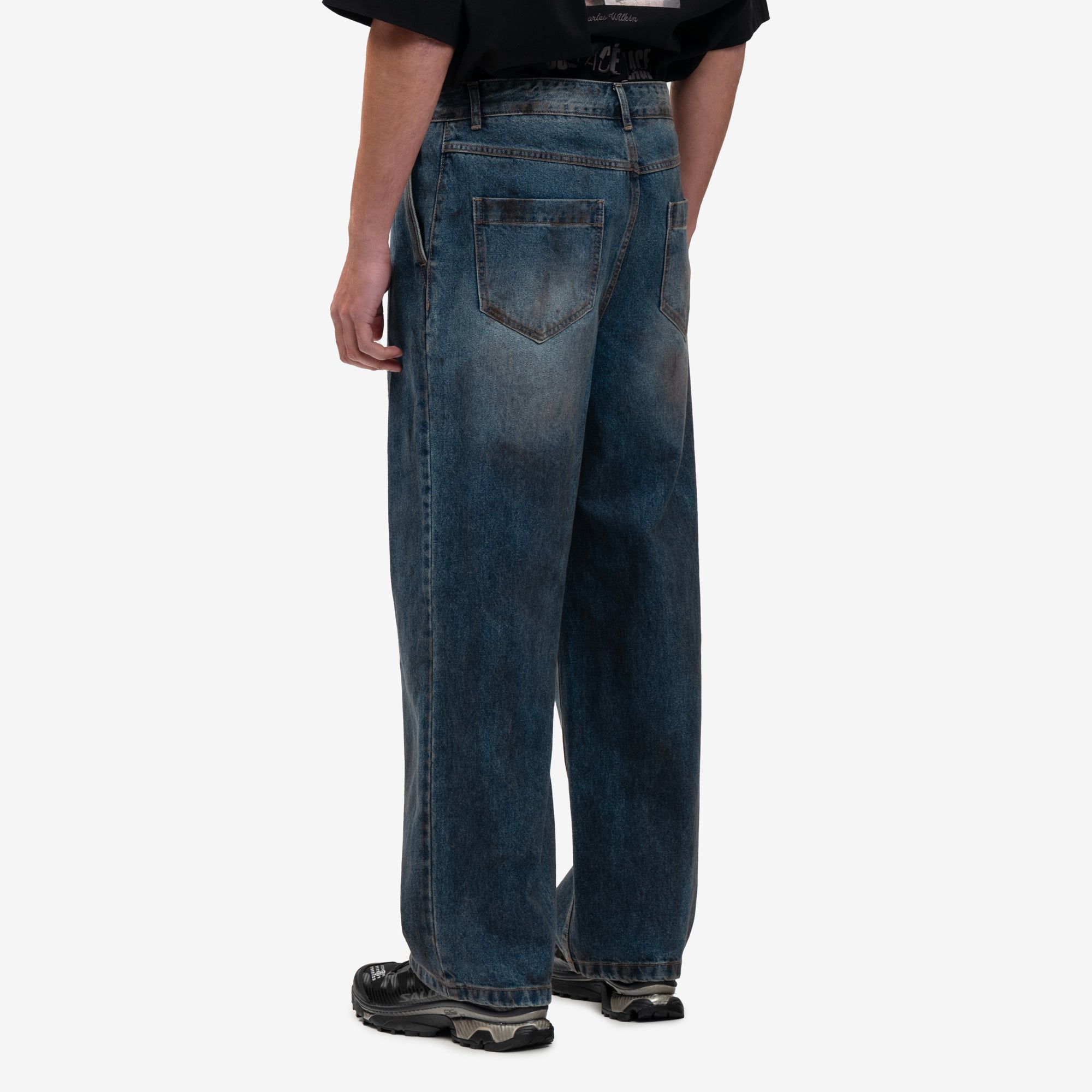 Juun.J Oil Wash Asymmetrical Denim Pants Blue - 4
