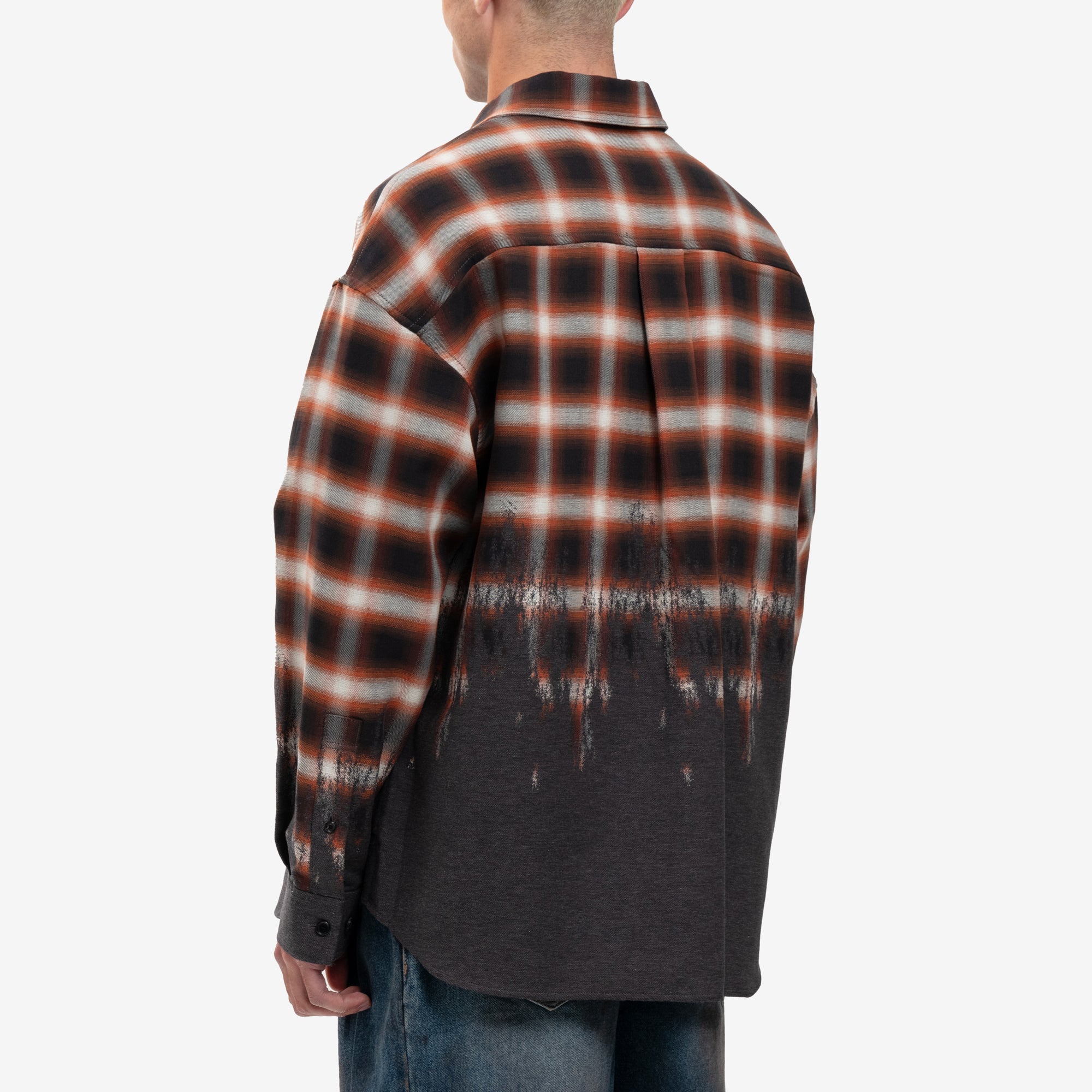 Juun.J Loose Fit Border Check Shirt Brown - 4