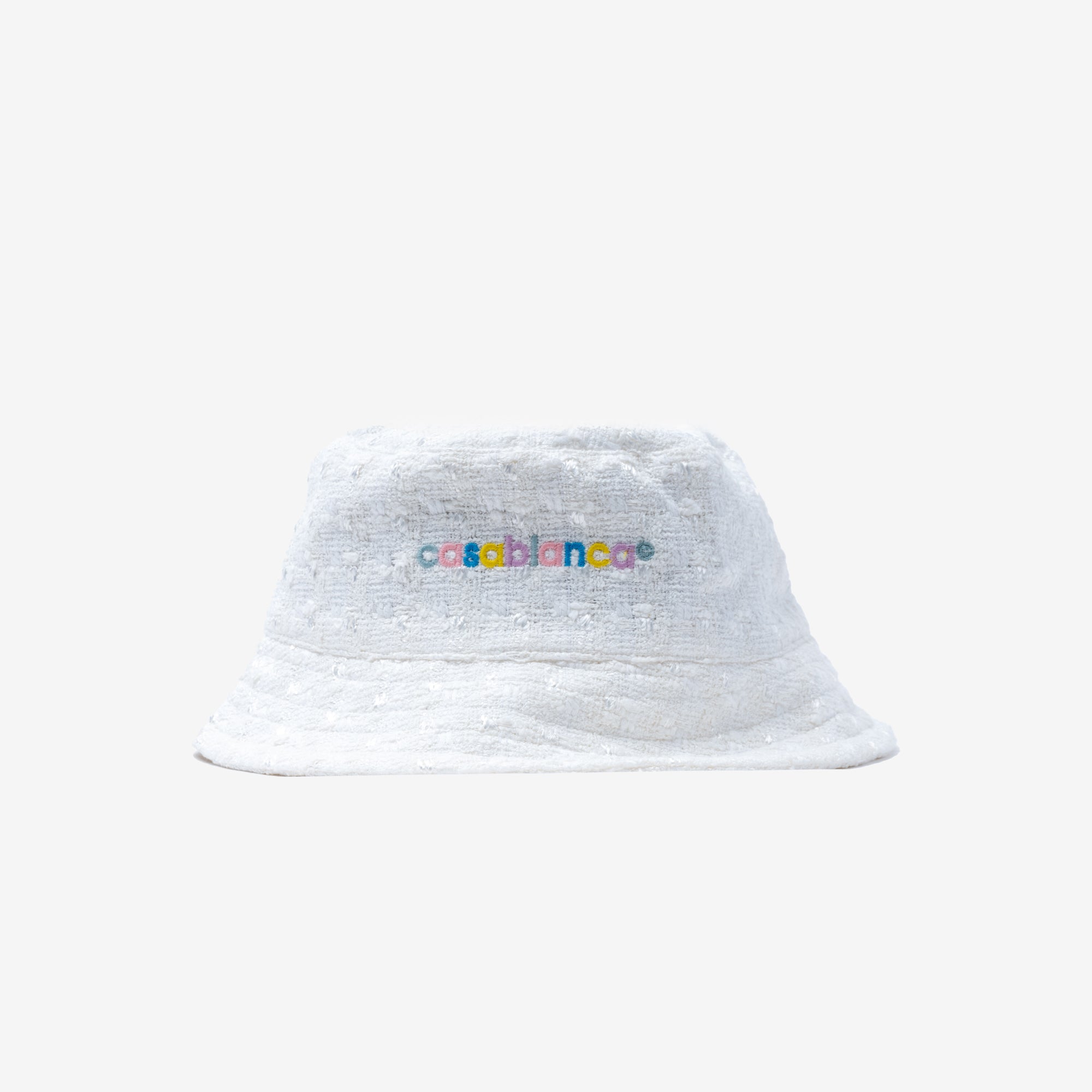 Casablanca Embroidered Tweed Bucket Hat Off White - 1