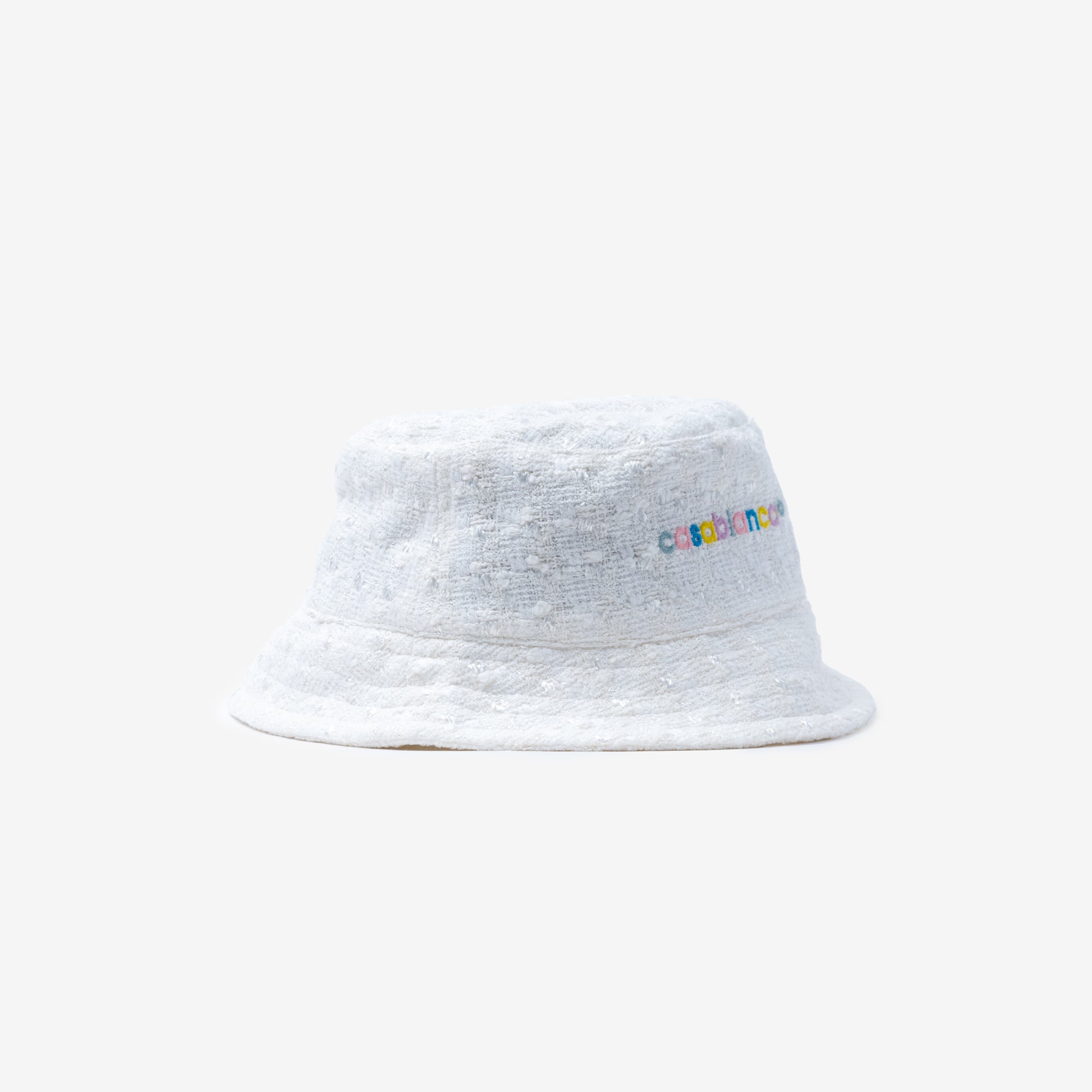 Casablanca Embroidered Tweed Bucket Hat Off White - 3