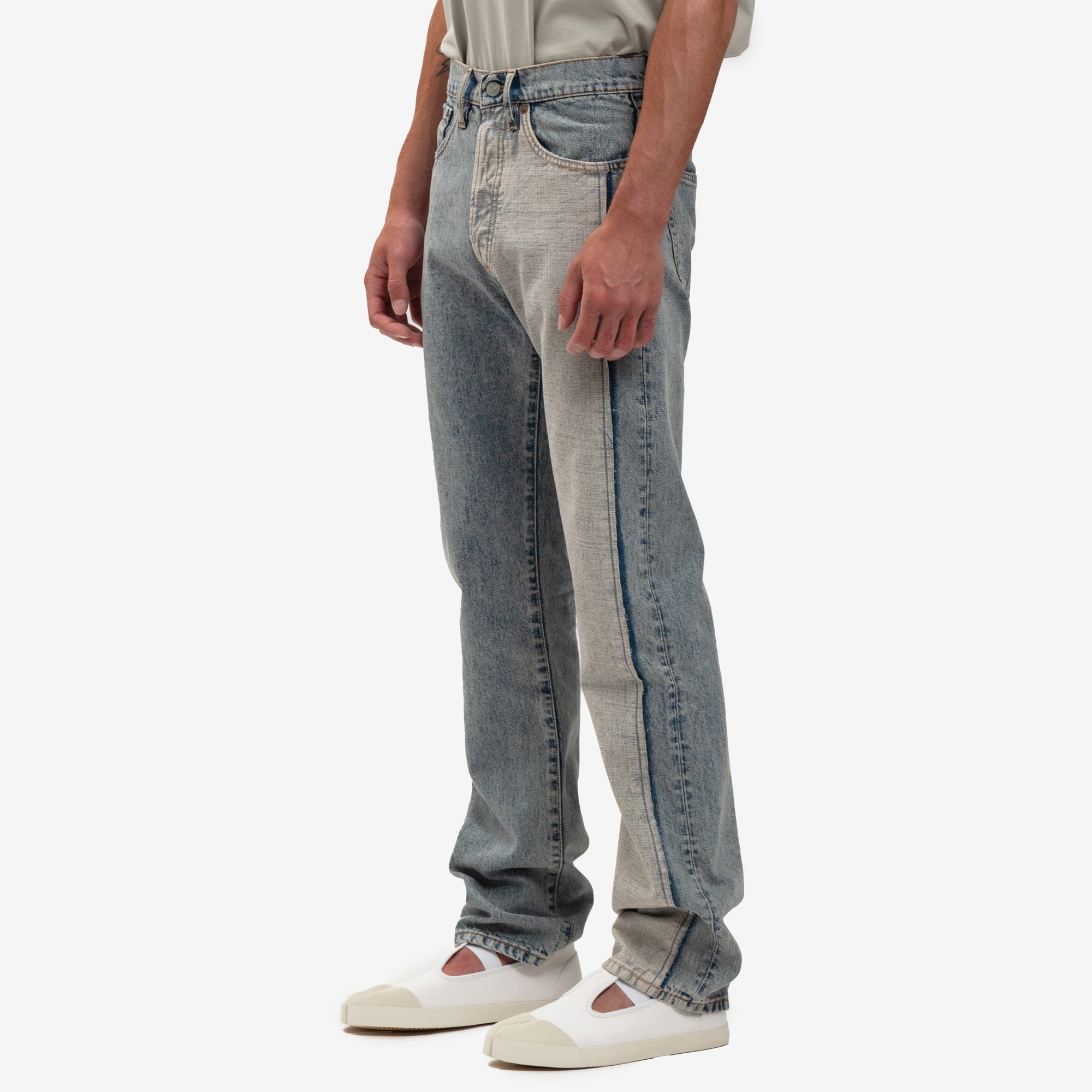 MM6 Two Tone Wash Jeans Light Blue - 3