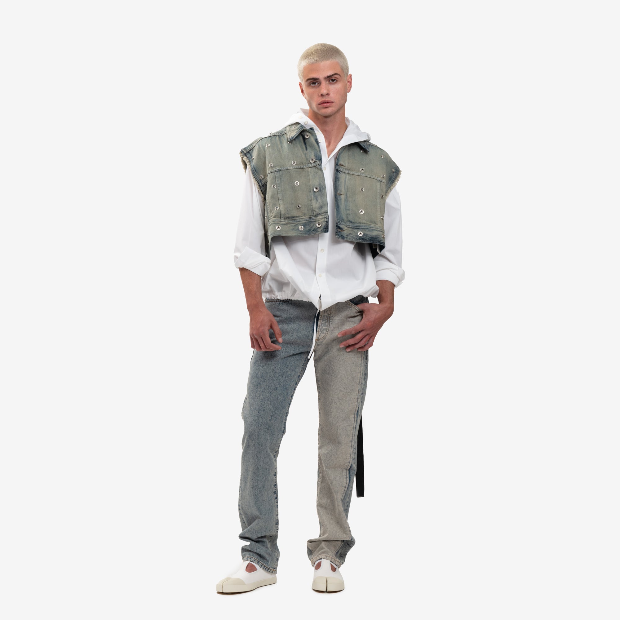 Rick Owens DRKSHDW Cropped Sleeveless Jumbo Worker Jacket Sky - 6