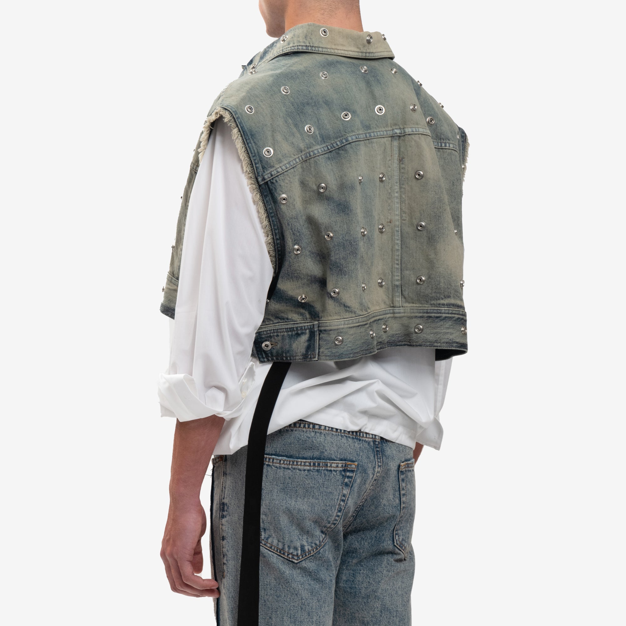 Rick Owens DRKSHDW Cropped Sleeveless Jumbo Worker Jacket Sky - 4