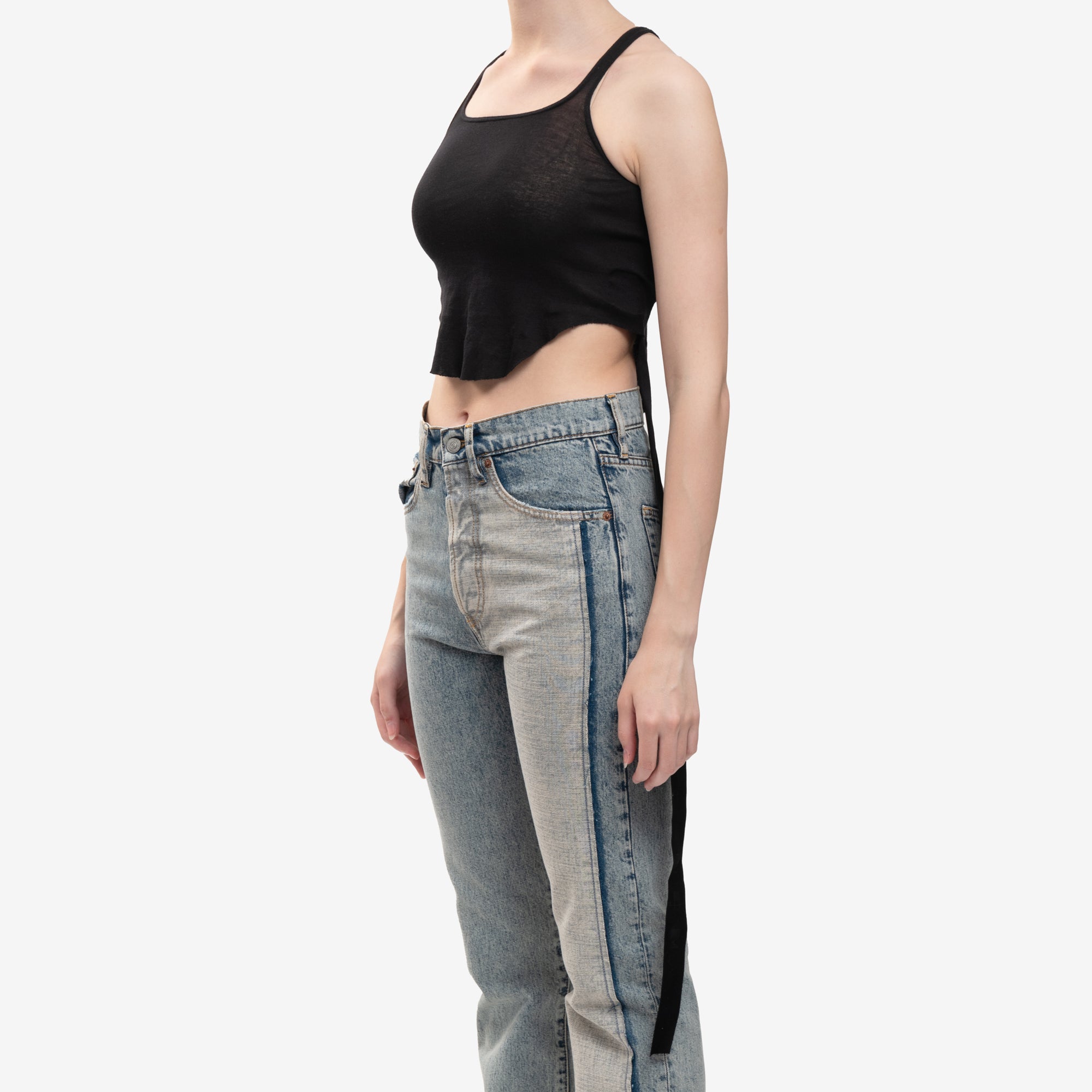 Rick Owens DRKSHDW Womens Basic Cropped Tank Top Black - 3