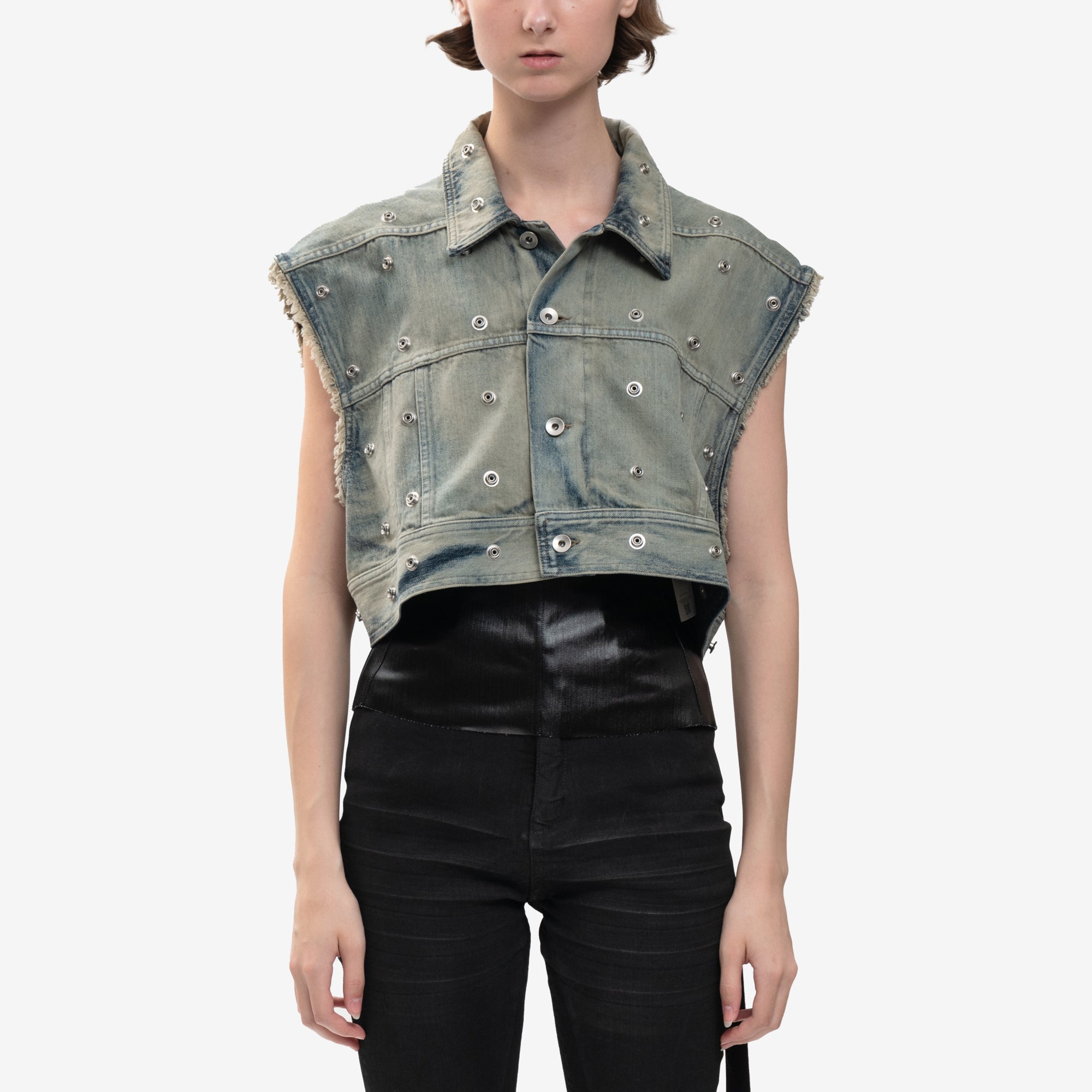 Rick Owens DRKSHDW Cropped Sleeveless Jumbo Worker Jacket Sky - 7