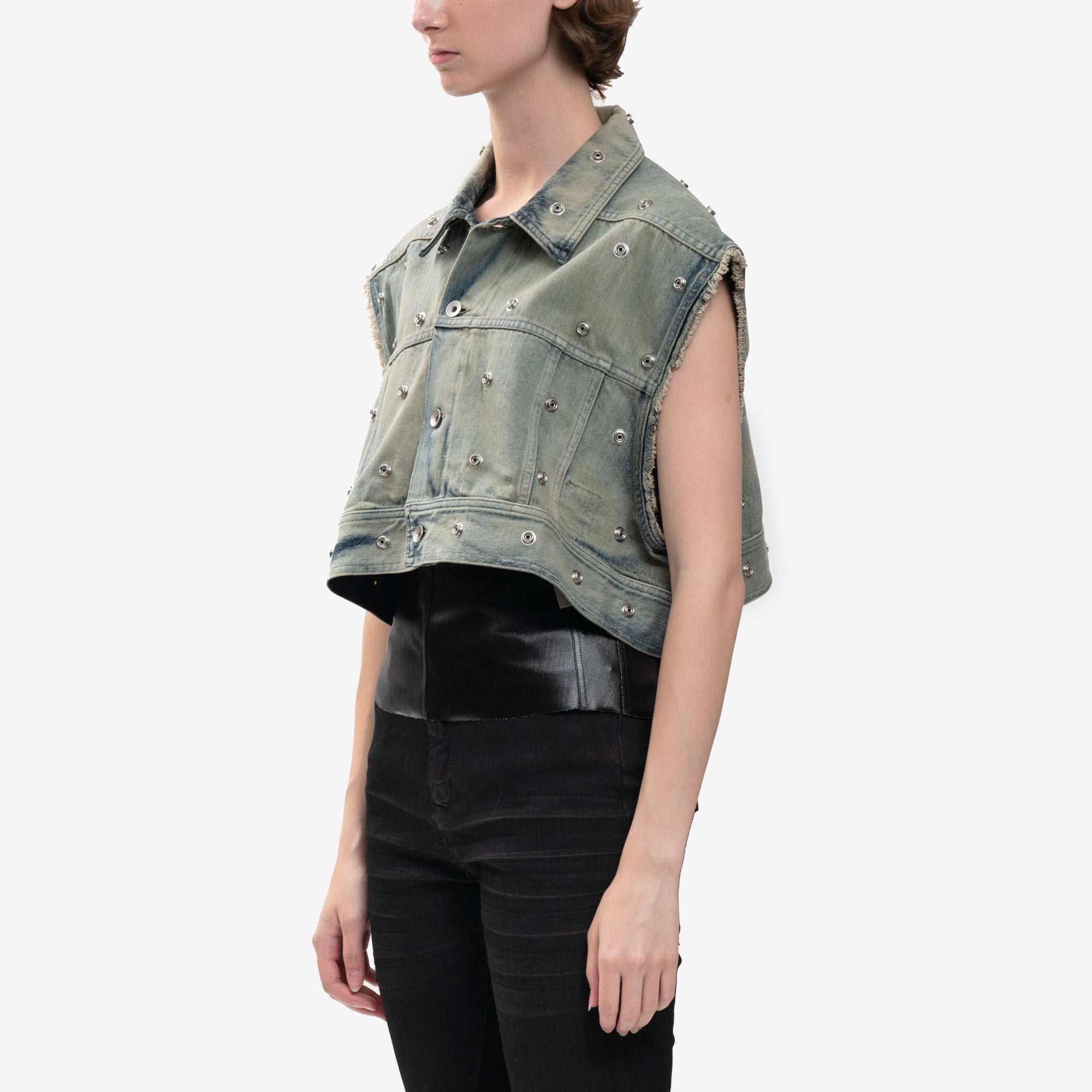 Photo of Rick Owens DRKSHDW Cropped Sleeveless Jumbo Worker Jacket - 8