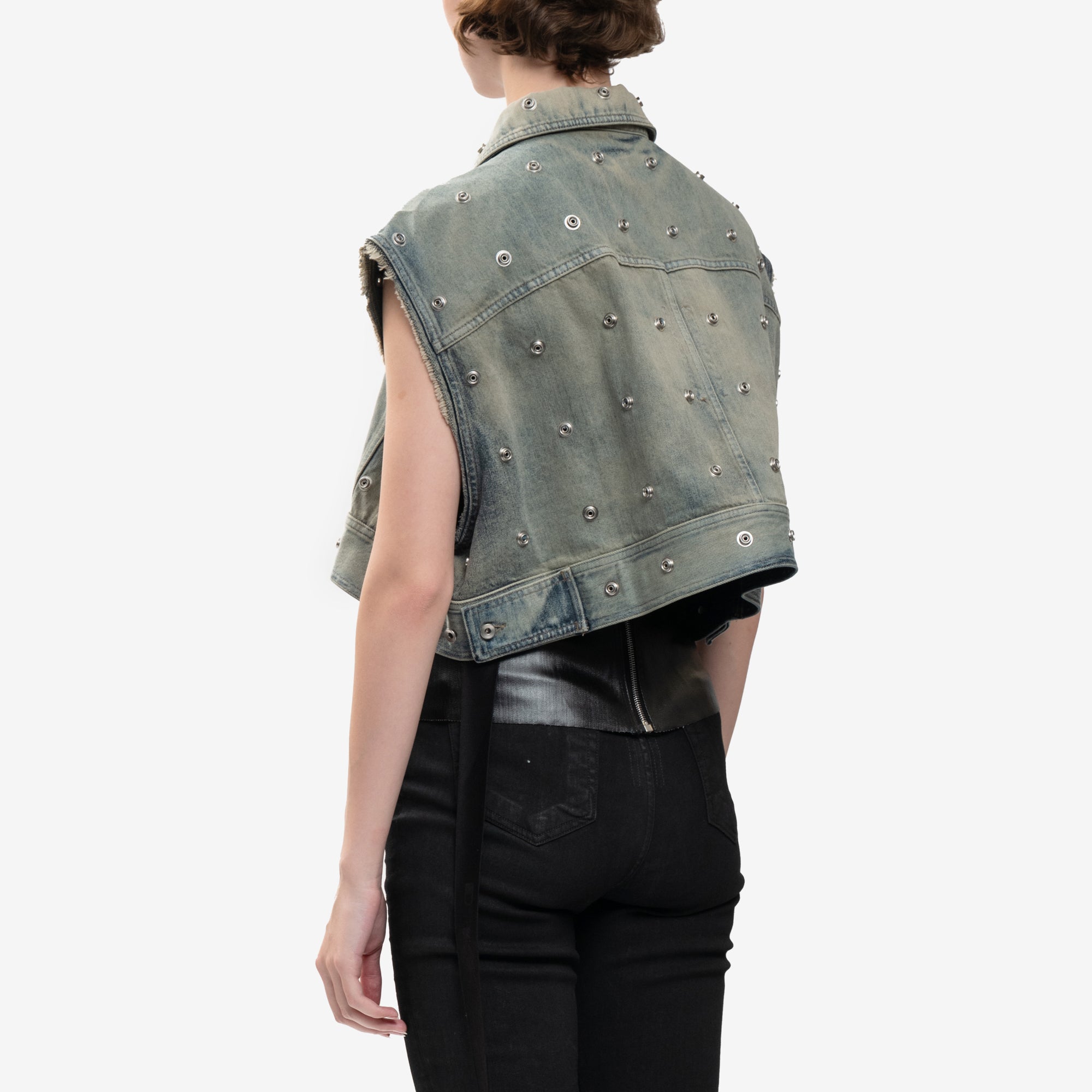 Rick Owens DRKSHDW Cropped Sleeveless Jumbo Worker Jacket Sky - 9