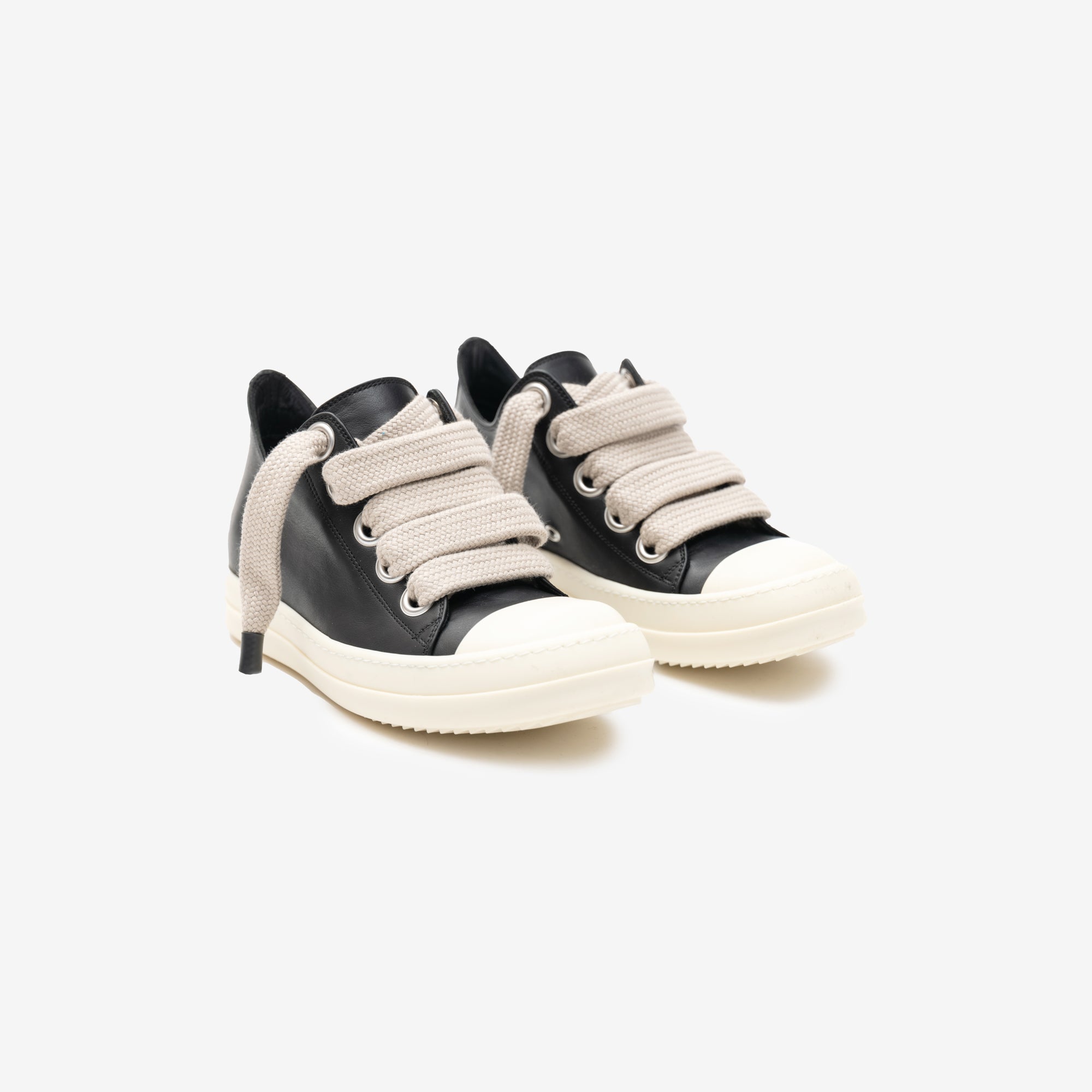 Rick Owens Womens Low - Top Jumbolace Leather Sneakers Black - 1