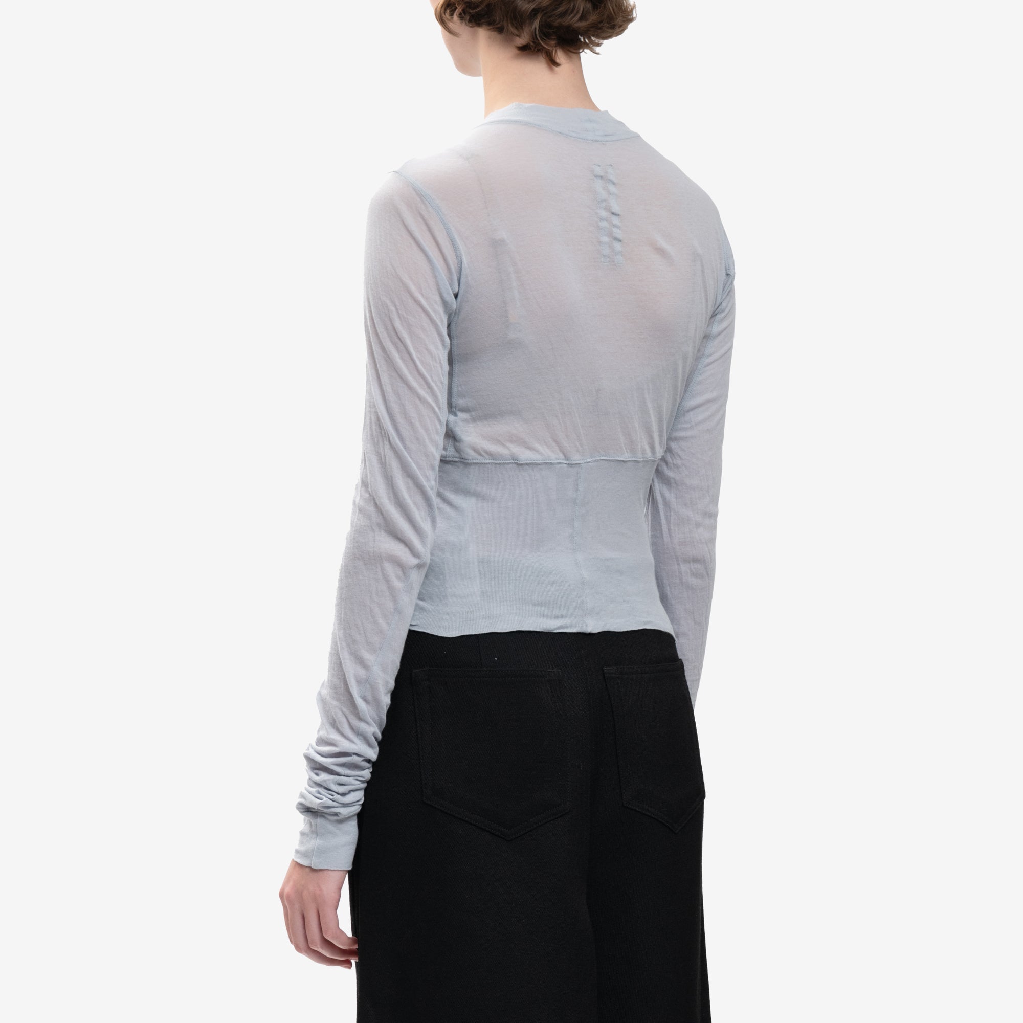 Rick Owens Womens Cropped Geo LS Tee Pale Blue - 4