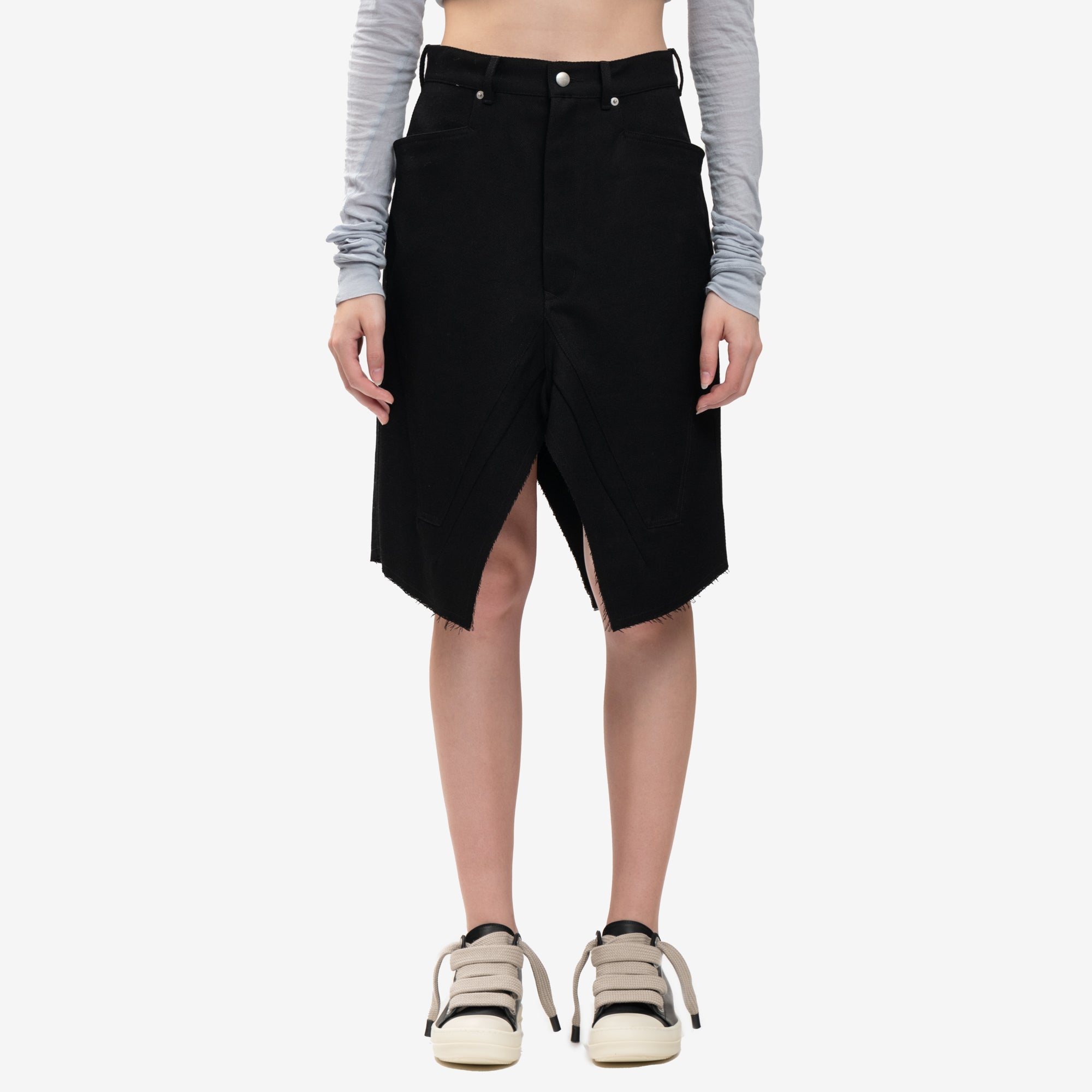 Rick Owens Unisex Slivered Skirt Black - 1