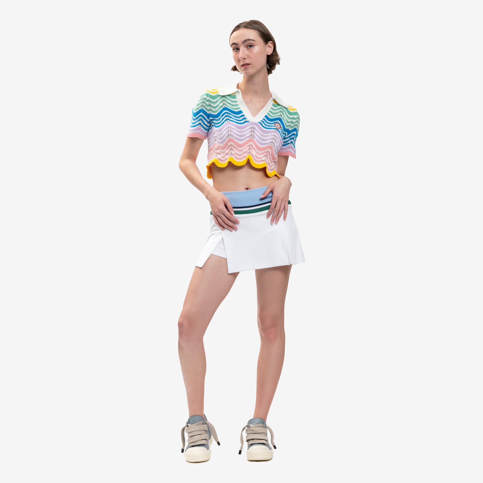 Casablanca Womens Round Pique Panel Skort White - 2