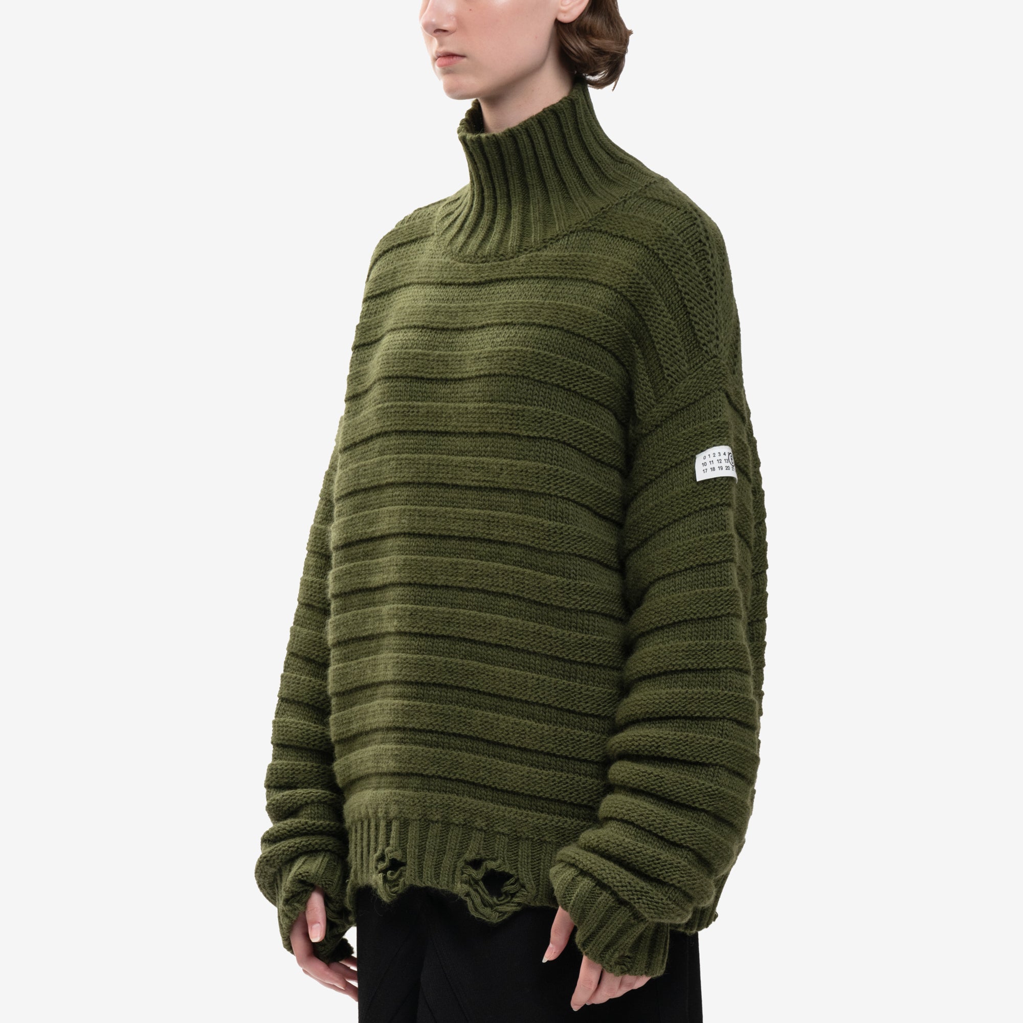 MM6 Horizontal Link Sweater Khaki Green - 8