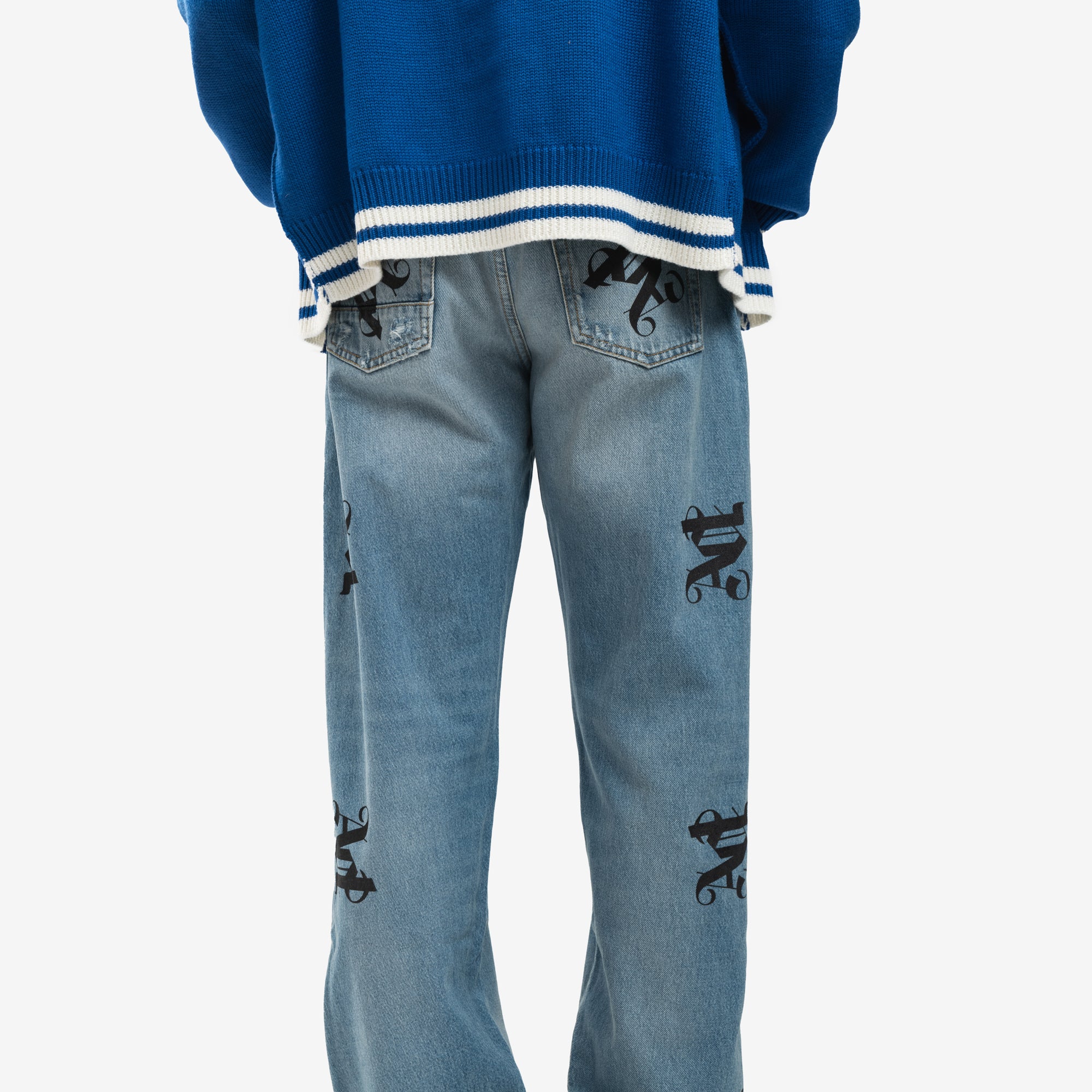 Photo of Palm Angels Med Wash Monogram Series Loose Jeans - 6