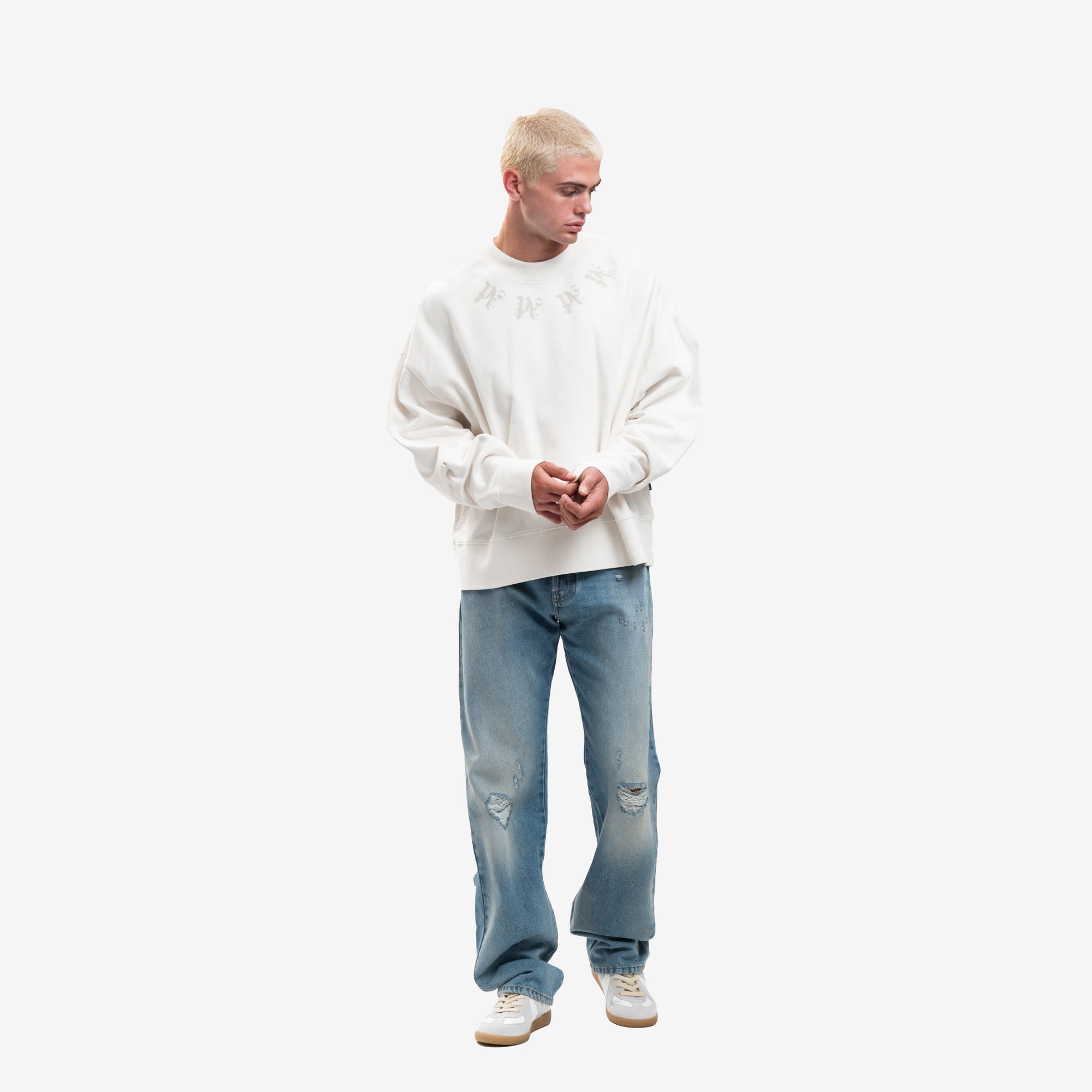 Palm Angels Statement Monogram Sweatshirt Light Beige - 2