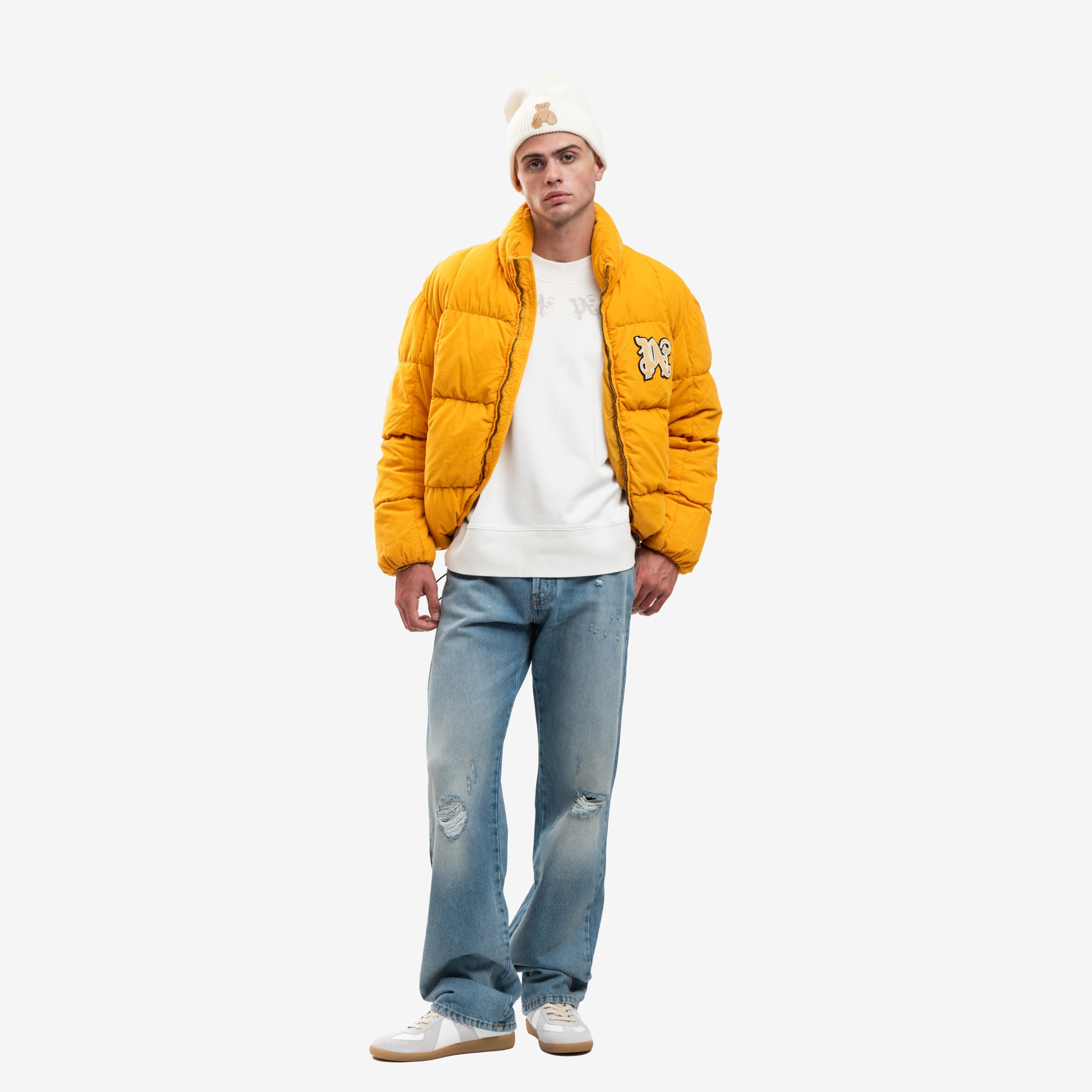 Palm Angels PA Monogram Corduroy Down Jacket Light Orange - 2