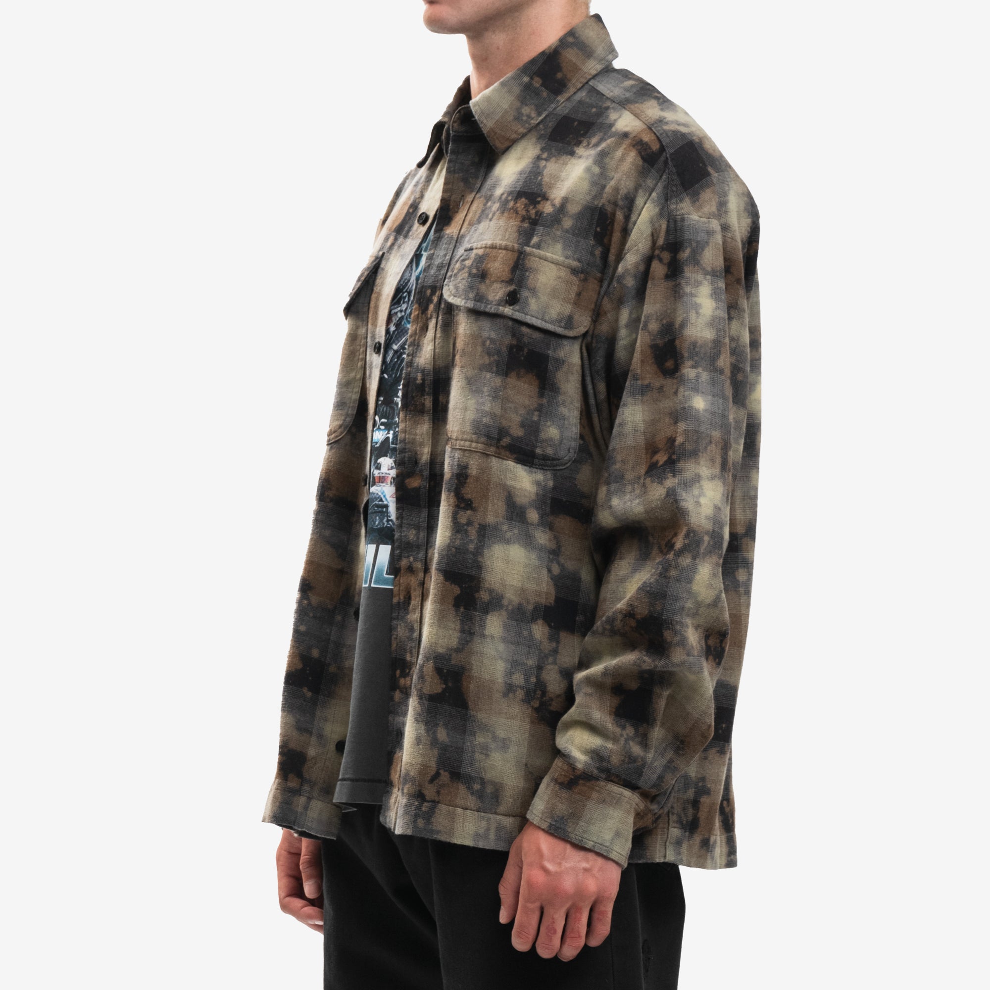 Palm Angels Curved Logo Check Shirt Grey - 3