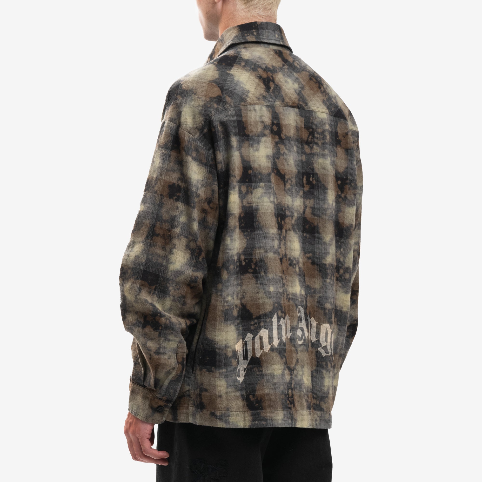 Palm Angels Curved Logo Check Shirt Grey - 4
