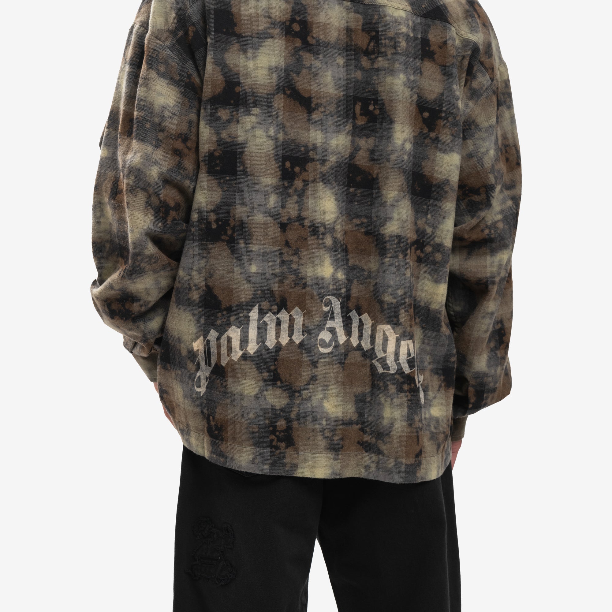Palm Angels Curved Logo Check Shirt Grey - 5