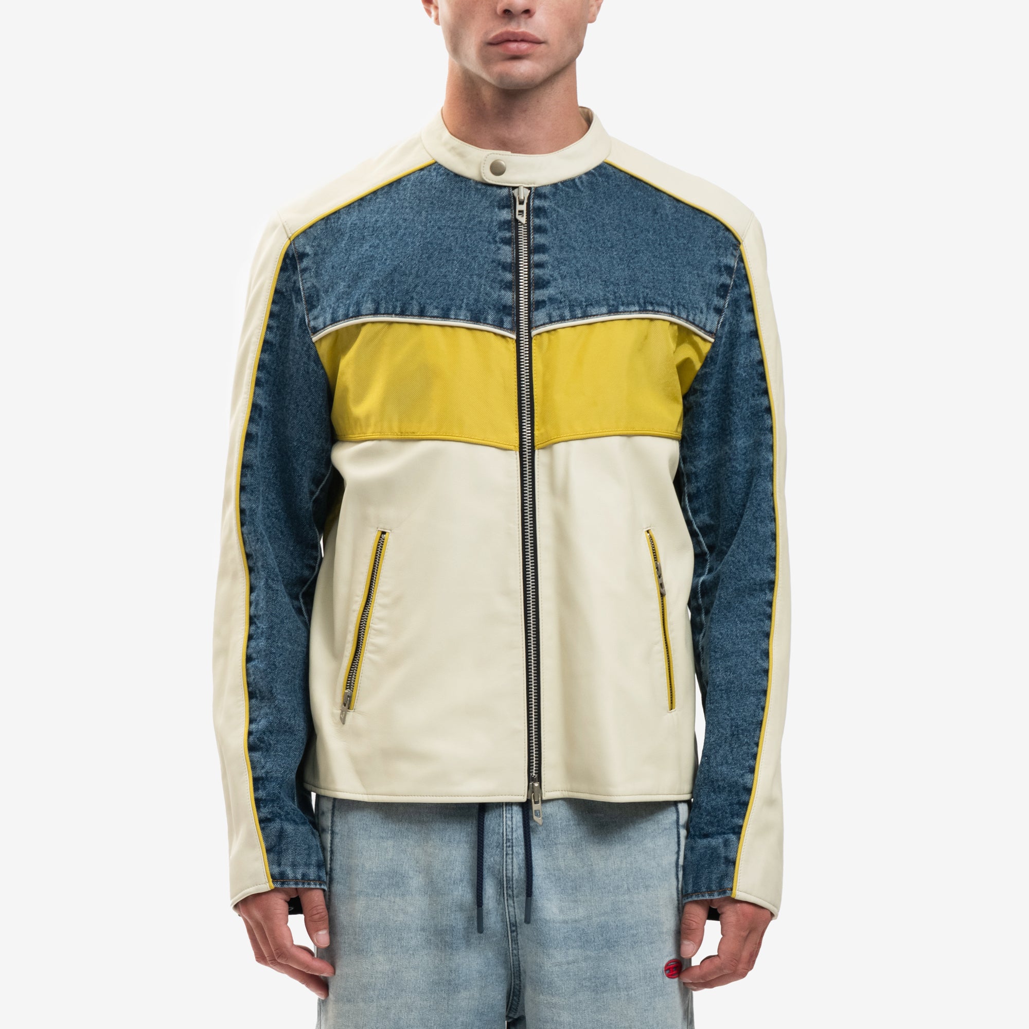 Photo of DIESEL Denim Contrast Leather Jacket - 1