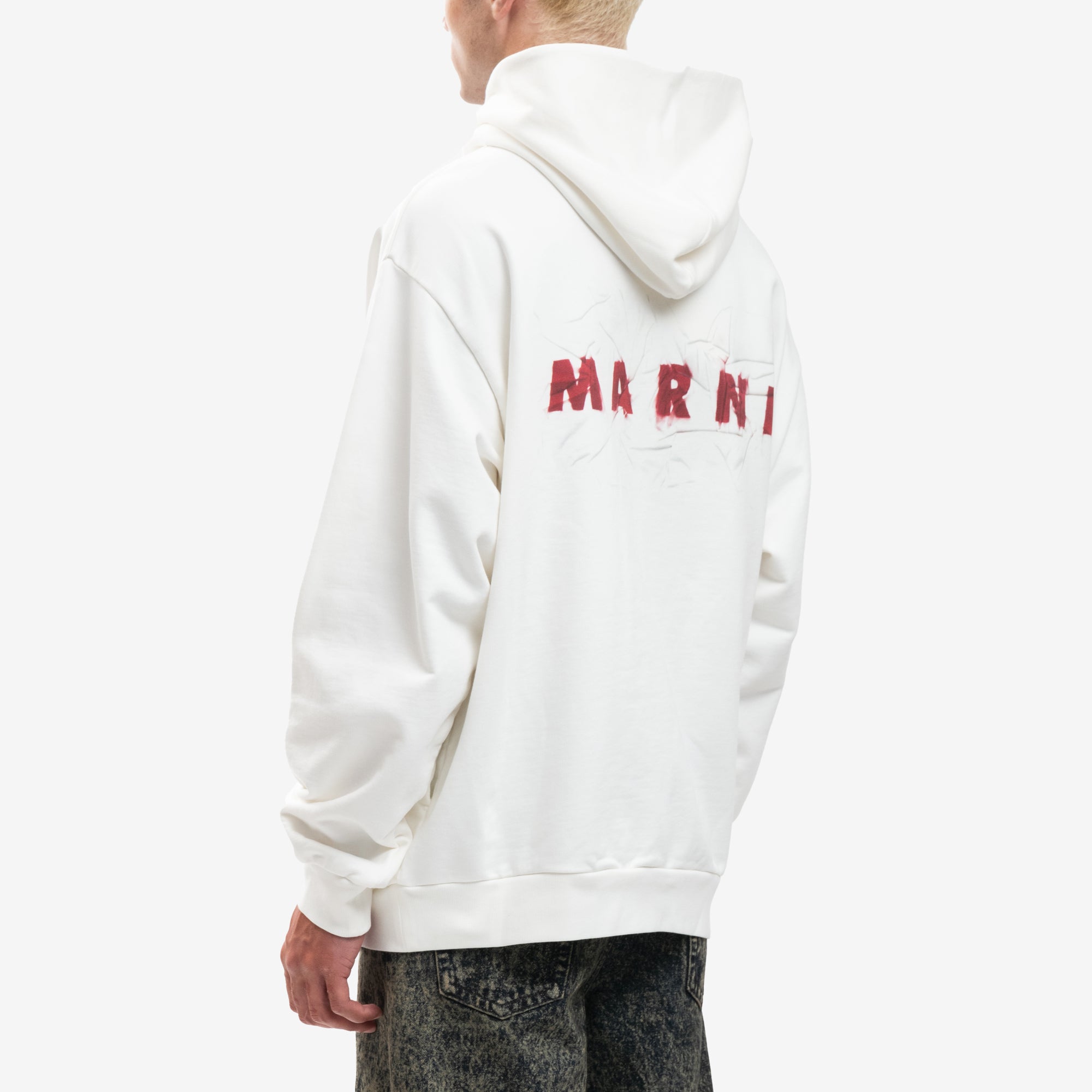 MARNI Wrinkled Logo Hoody Natural White - 4