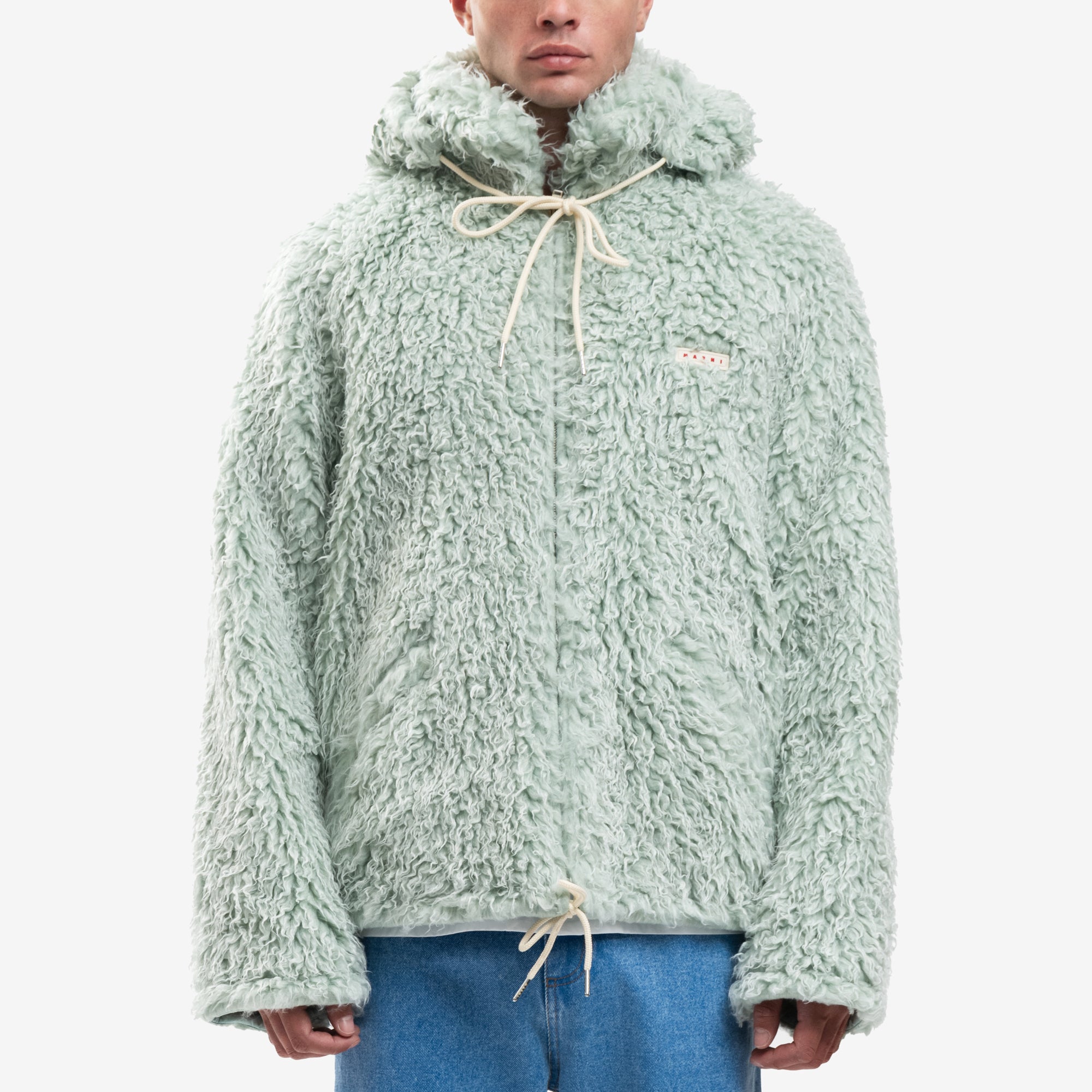 MARNI Shaggy Faux Fur Zip Hoody Linden - 1