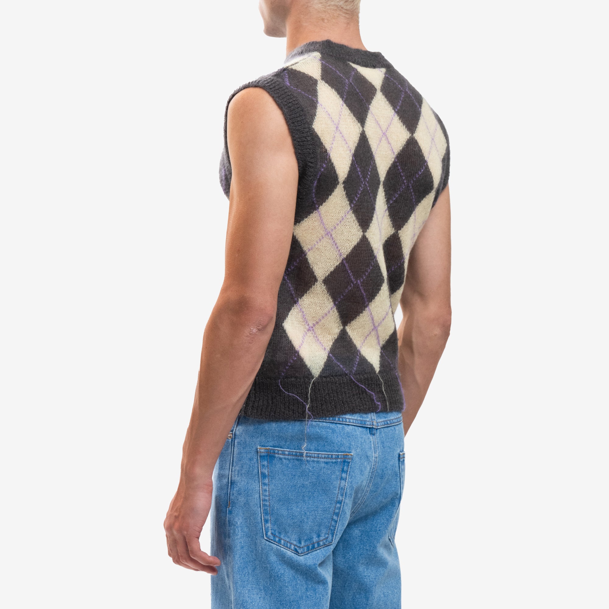 MARNI Argyle Light Mohair Sweater Vest Endive - 4
