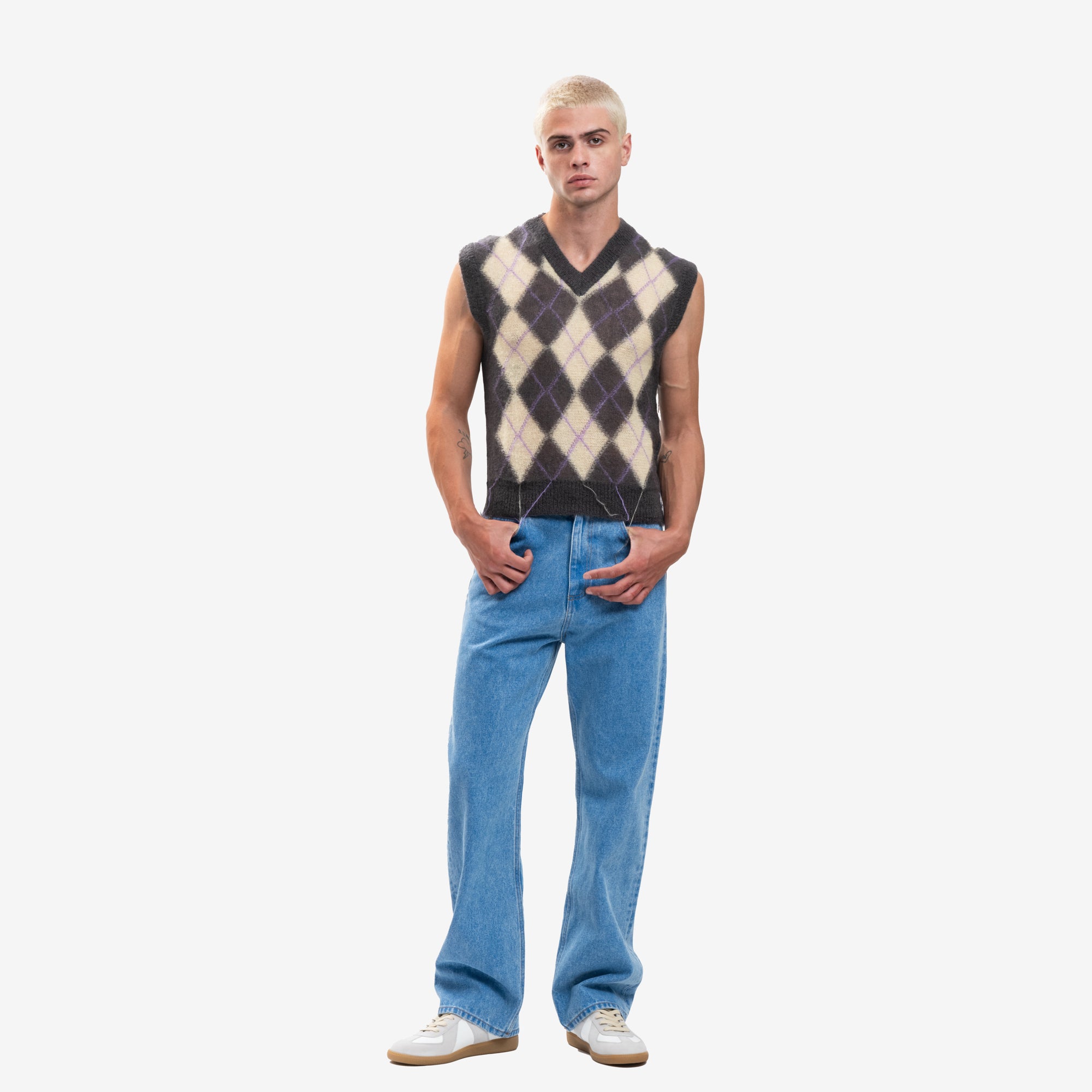 MARNI Argyle Light Mohair Sweater Vest Endive - 5