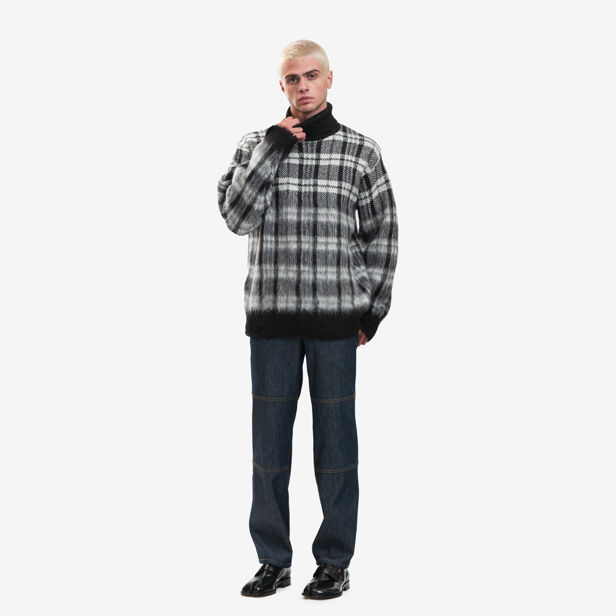 Helmut Lang Black Check Mohair Sweater Black - 2