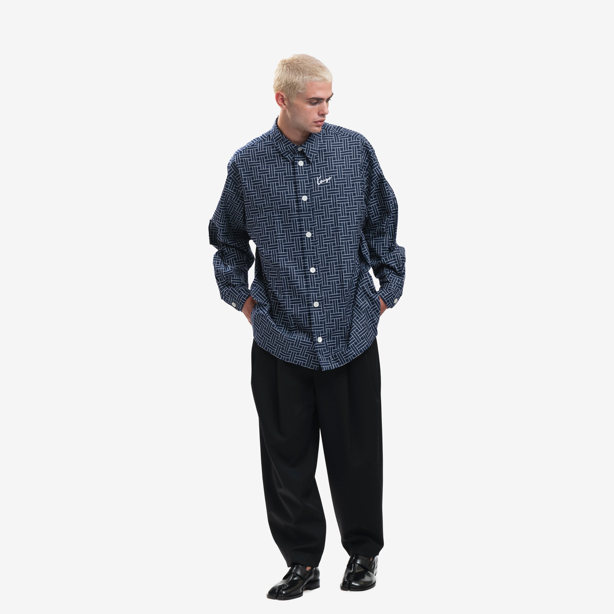 Kenzo Kenzo Weave Oversize Shirt Midnight Blue - 2