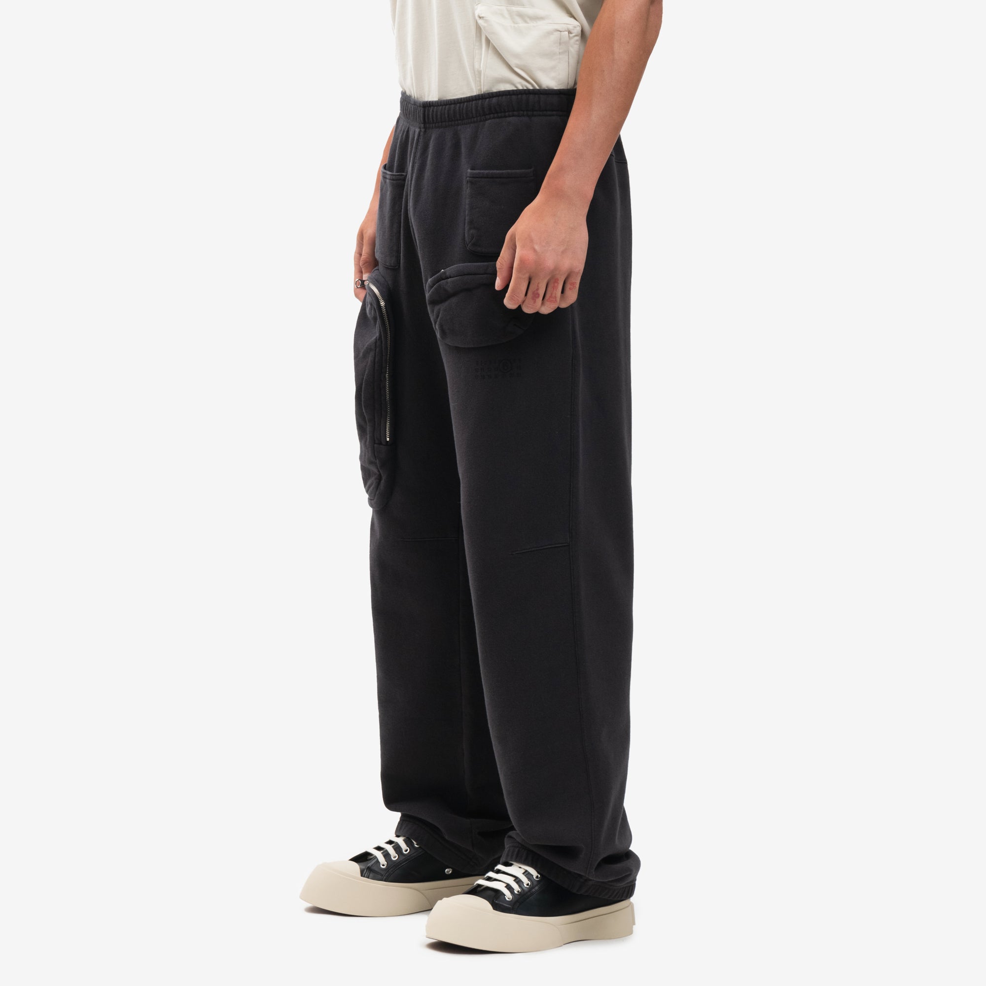 MM6 Cargo Pocket Sweatpants Washed Black - 3