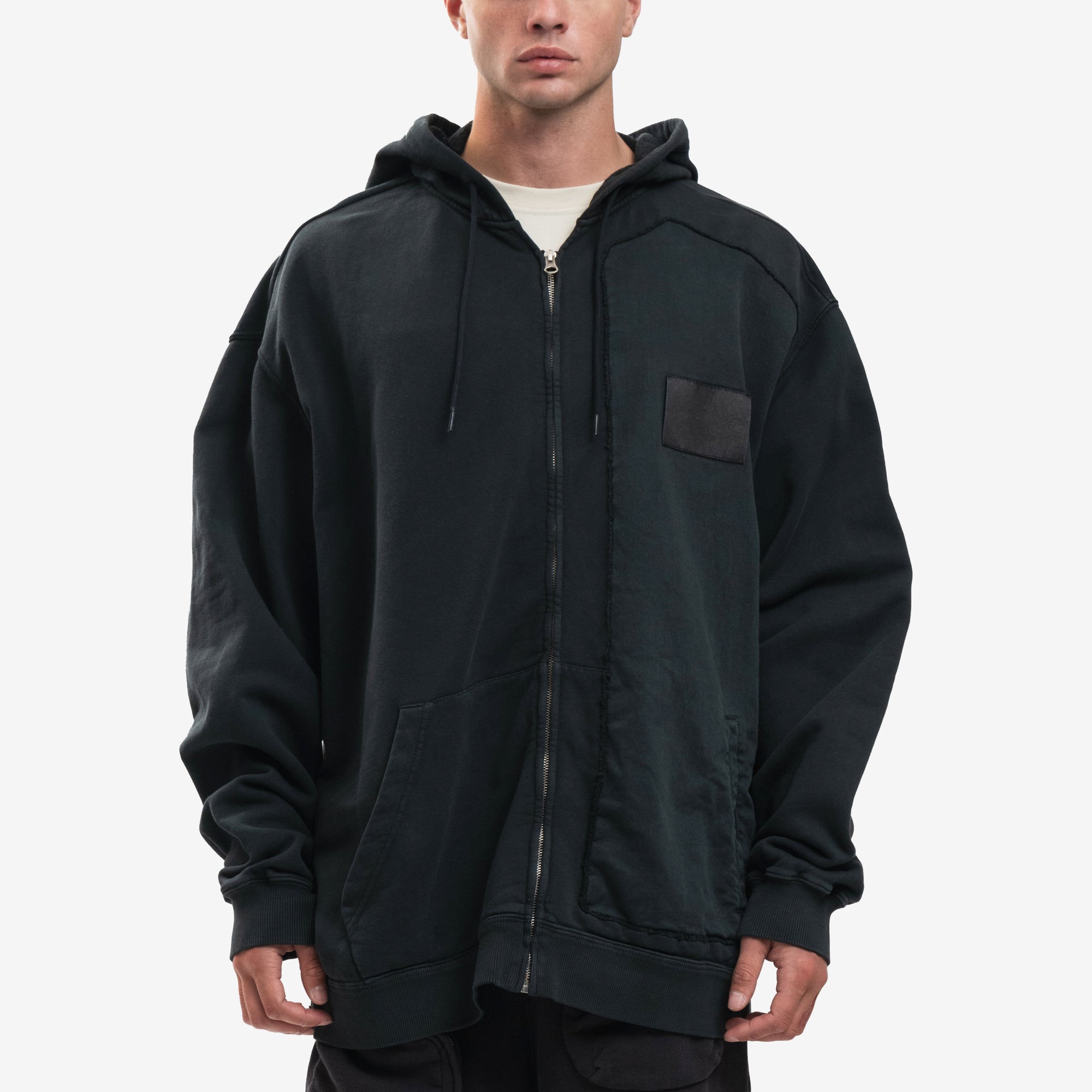 MM6 Cut Out Zip Hoody Washed Black - 1