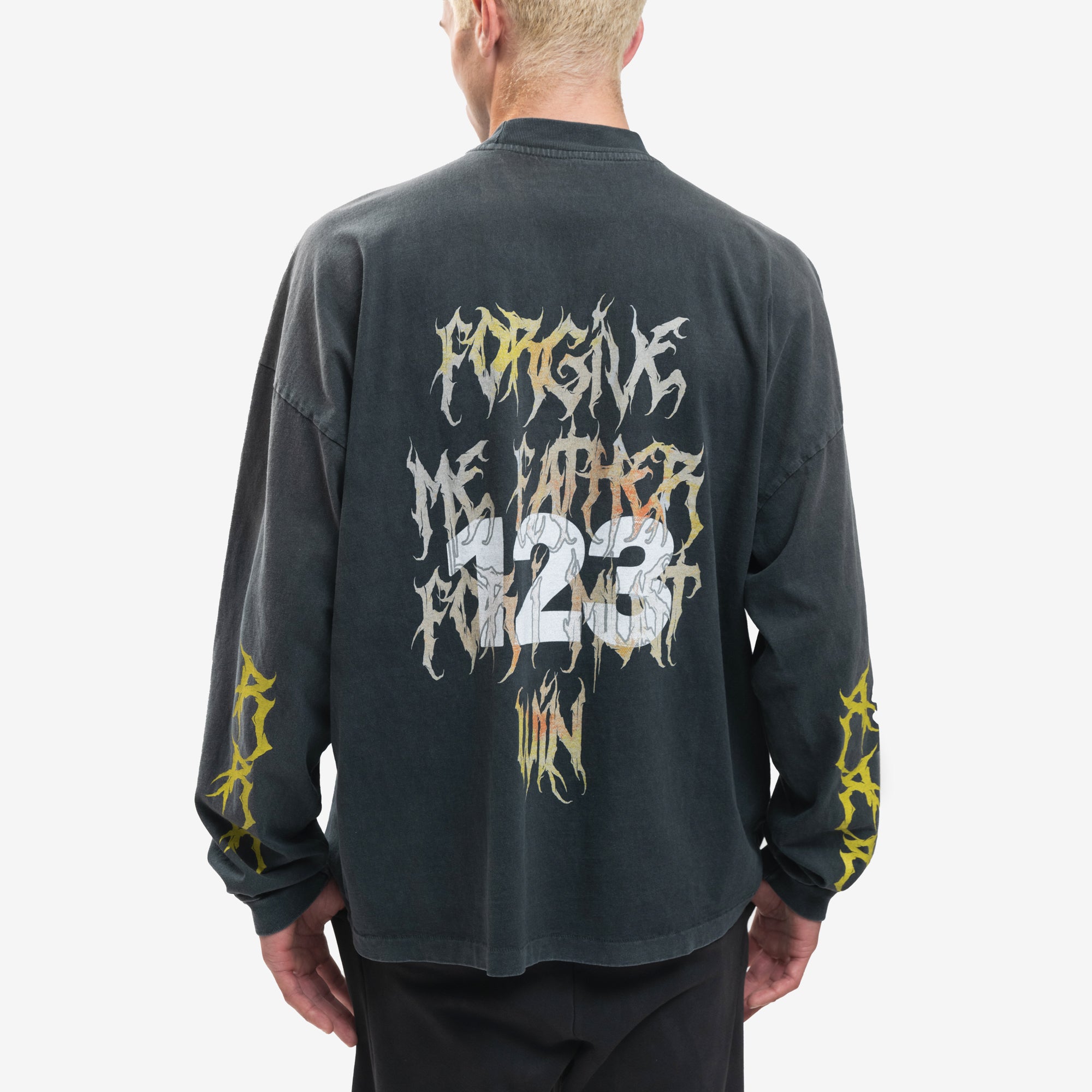 RRR123 Forgive Me LS Vintage T-Shirt Black - 4