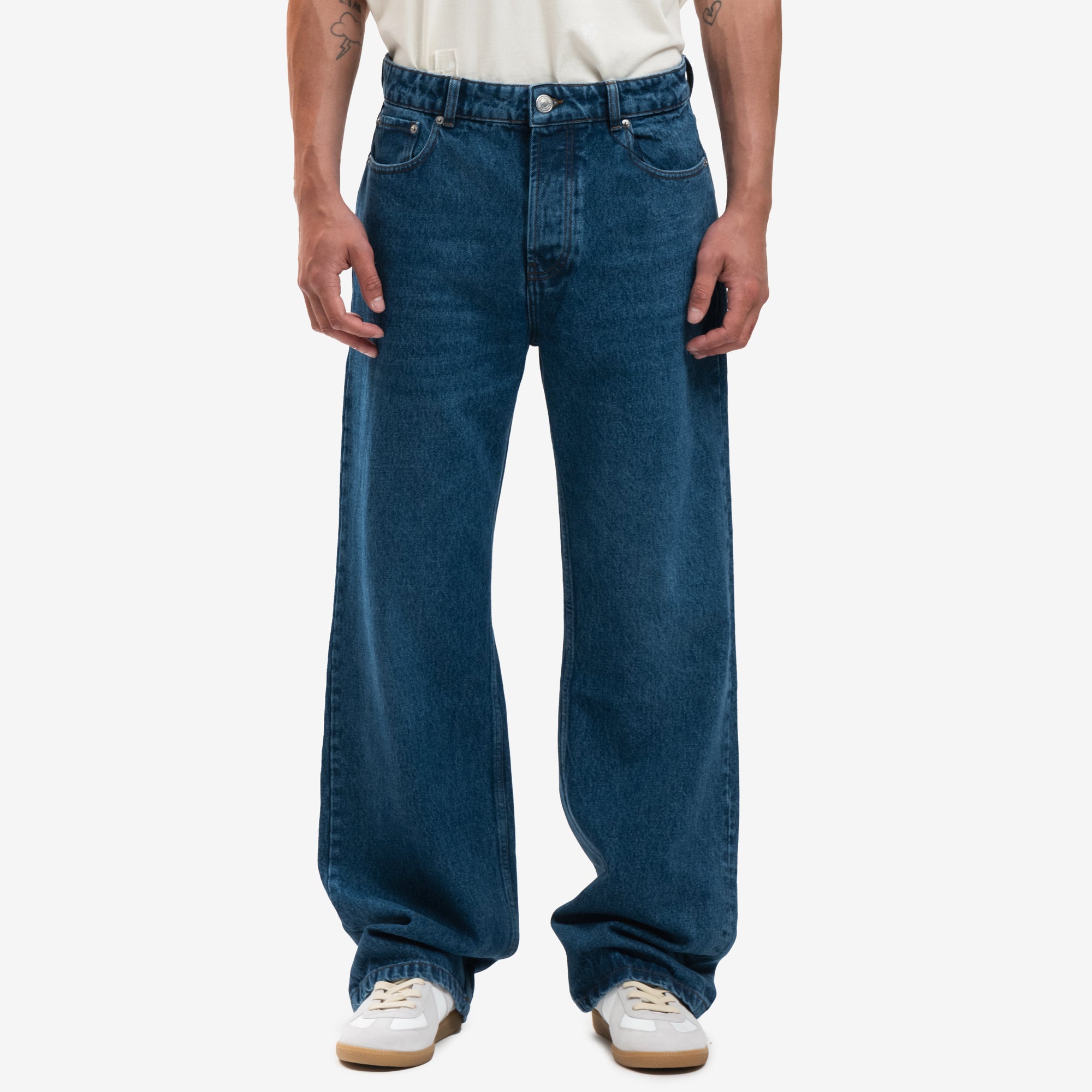 AMI Large Fit Jeans Used Blue - 1