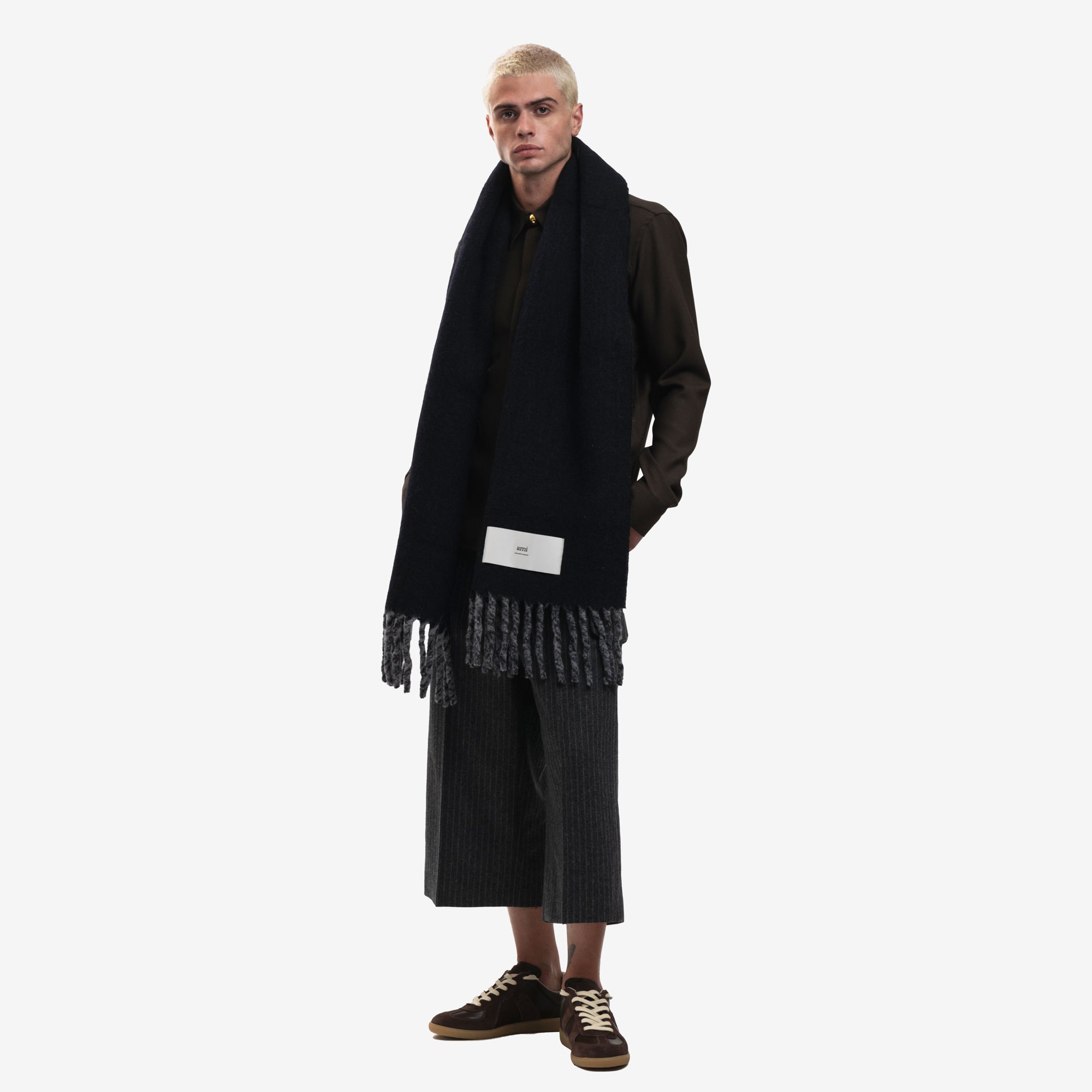 AMI AMI Label Bicolor Scarf Black - 2