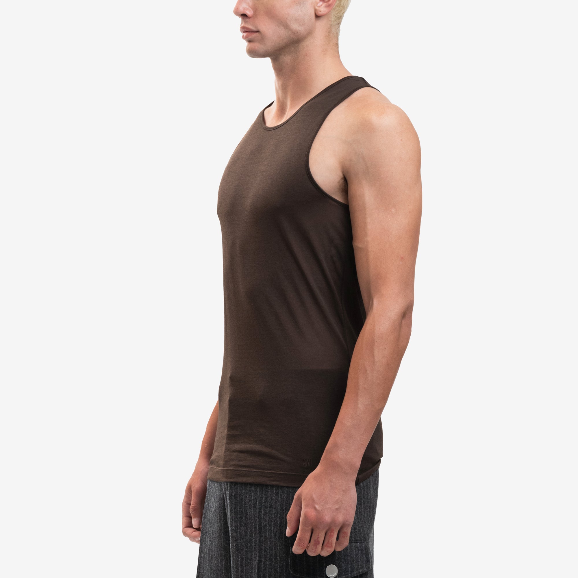 AMI Low Cut Fluid Tank Top Dark Coffee - 3