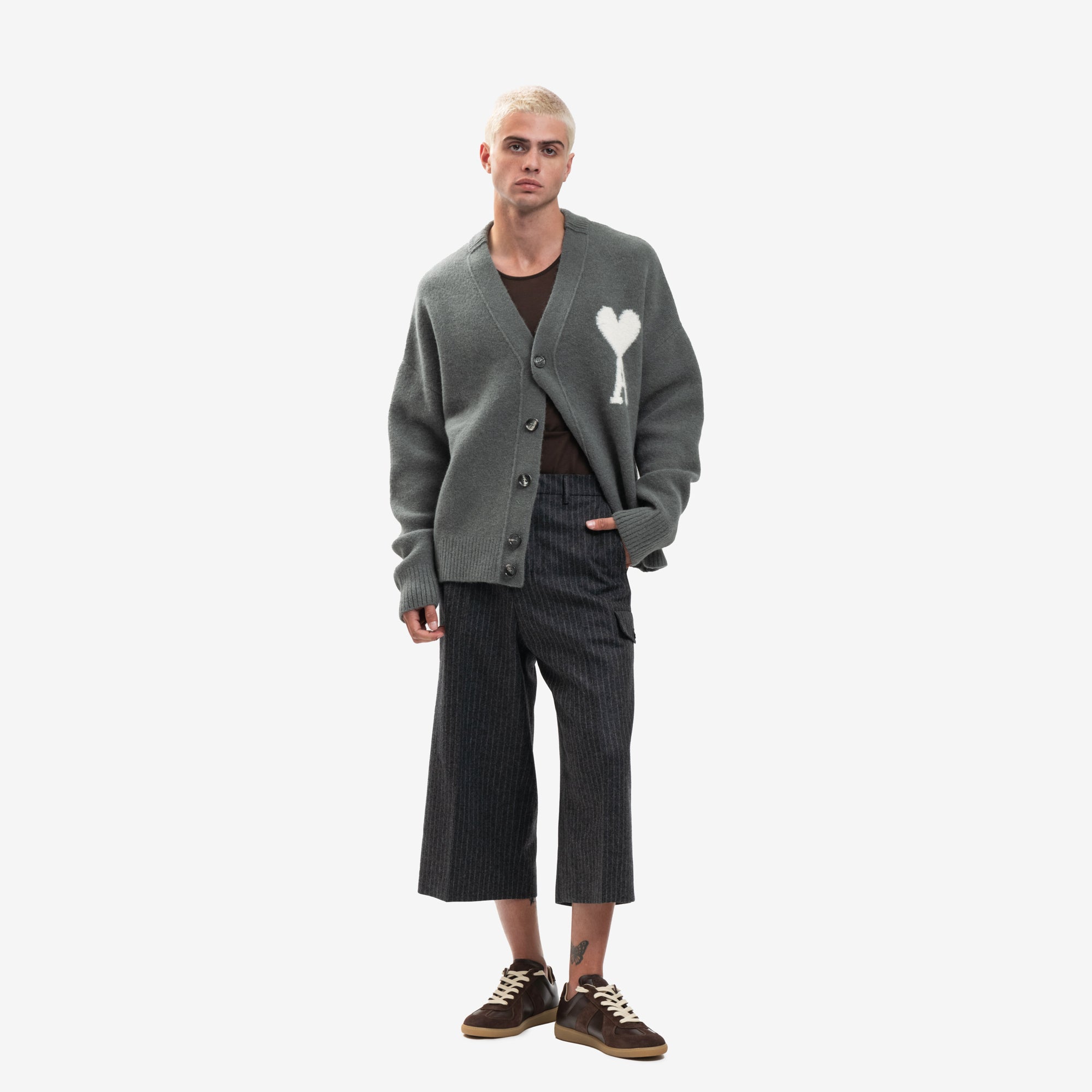 AMI Off White ADC Cardigan Antique Clay - 5