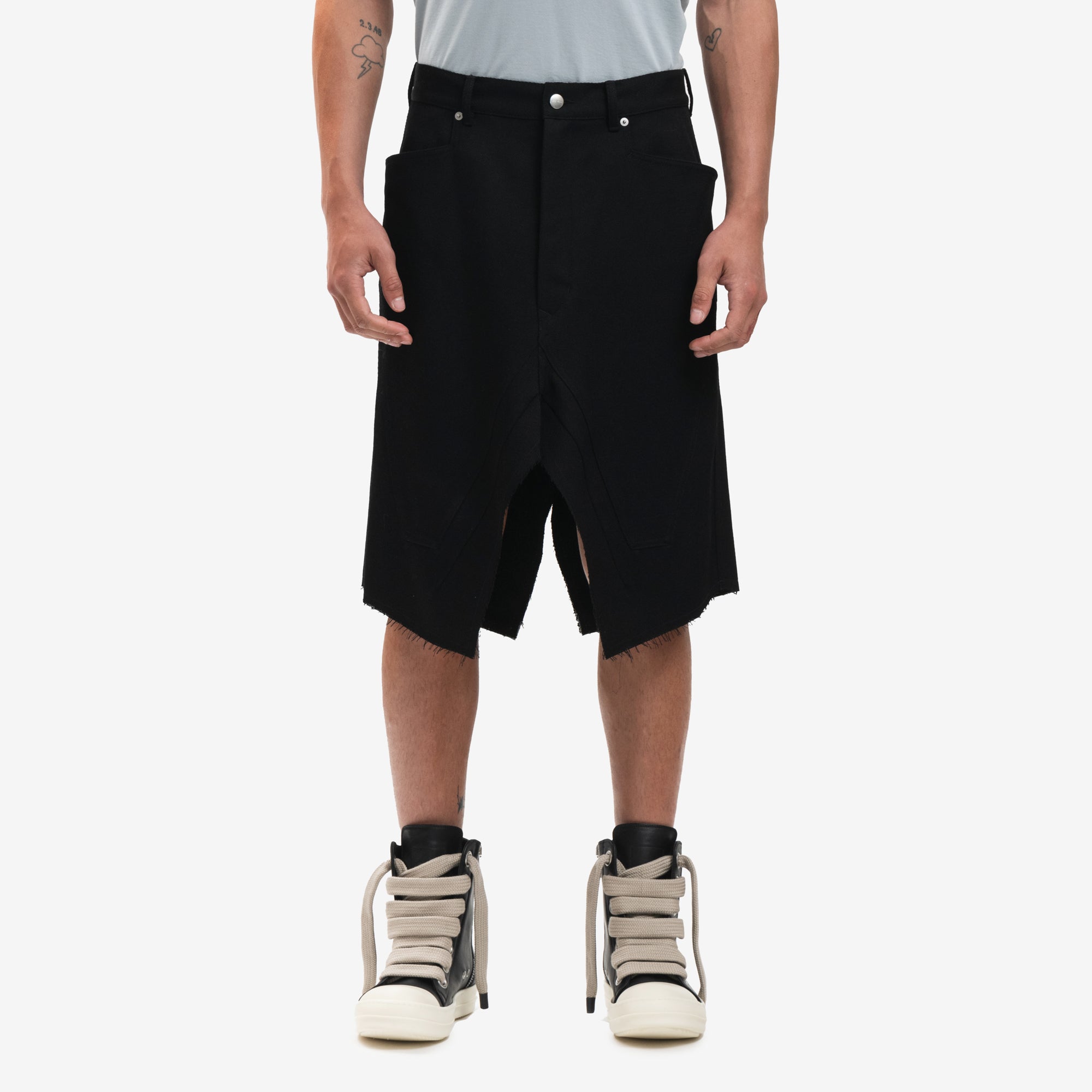 Rick Owens Unisex Slivered Skirt Black - 6