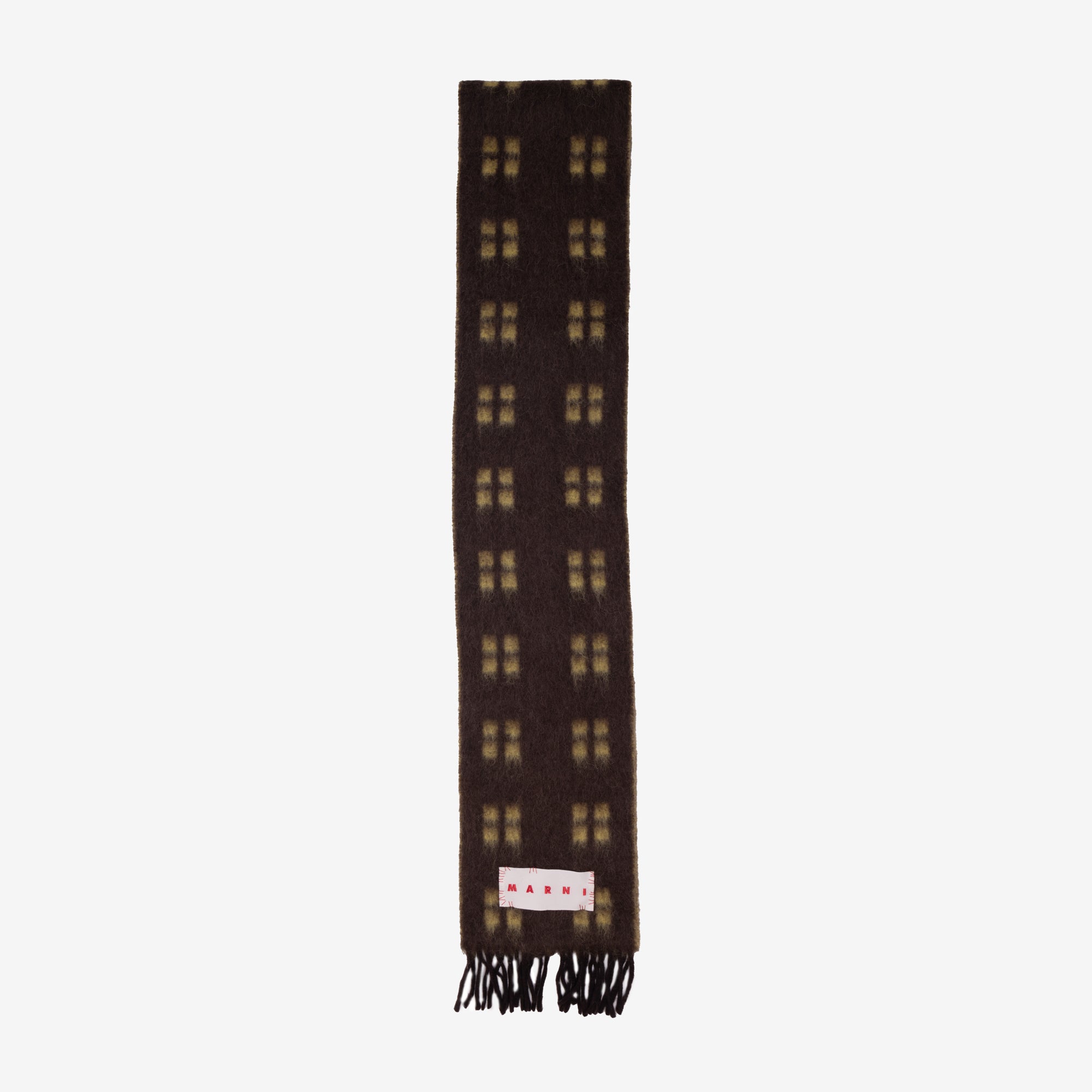 MARNI Squared Mohair Scarf Coffee - 1